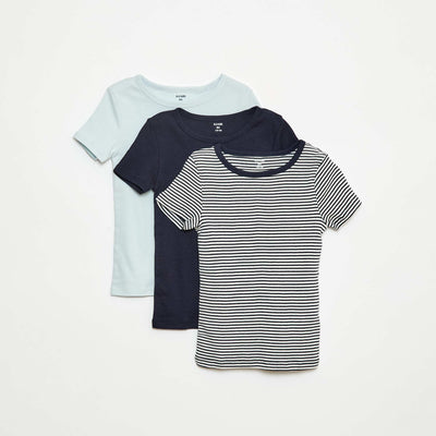 Lot de 3 maillots de corps manches courtes BLEU