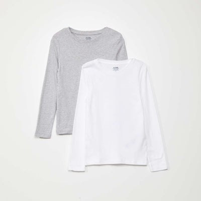 Lot de 2 t-shirts en jersey BLANC/GRIS