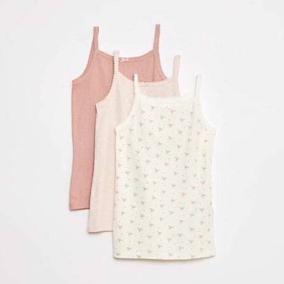 Lot de 3 débardeurs en maille pointelle BLANC