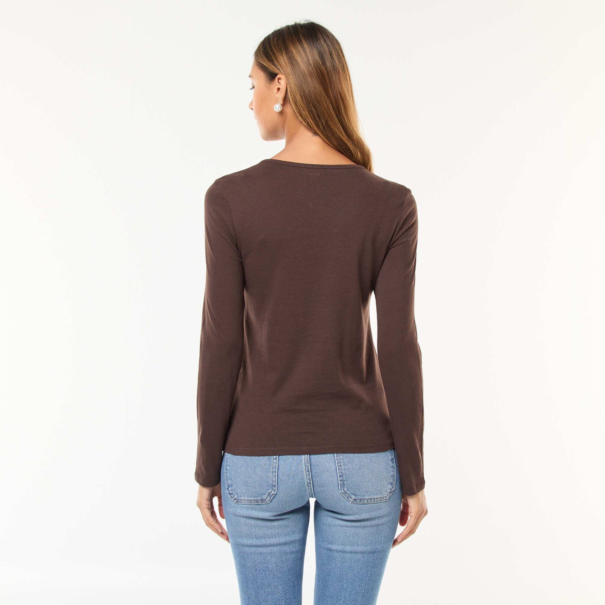 T-shirt en jersey à manches longues MARRON