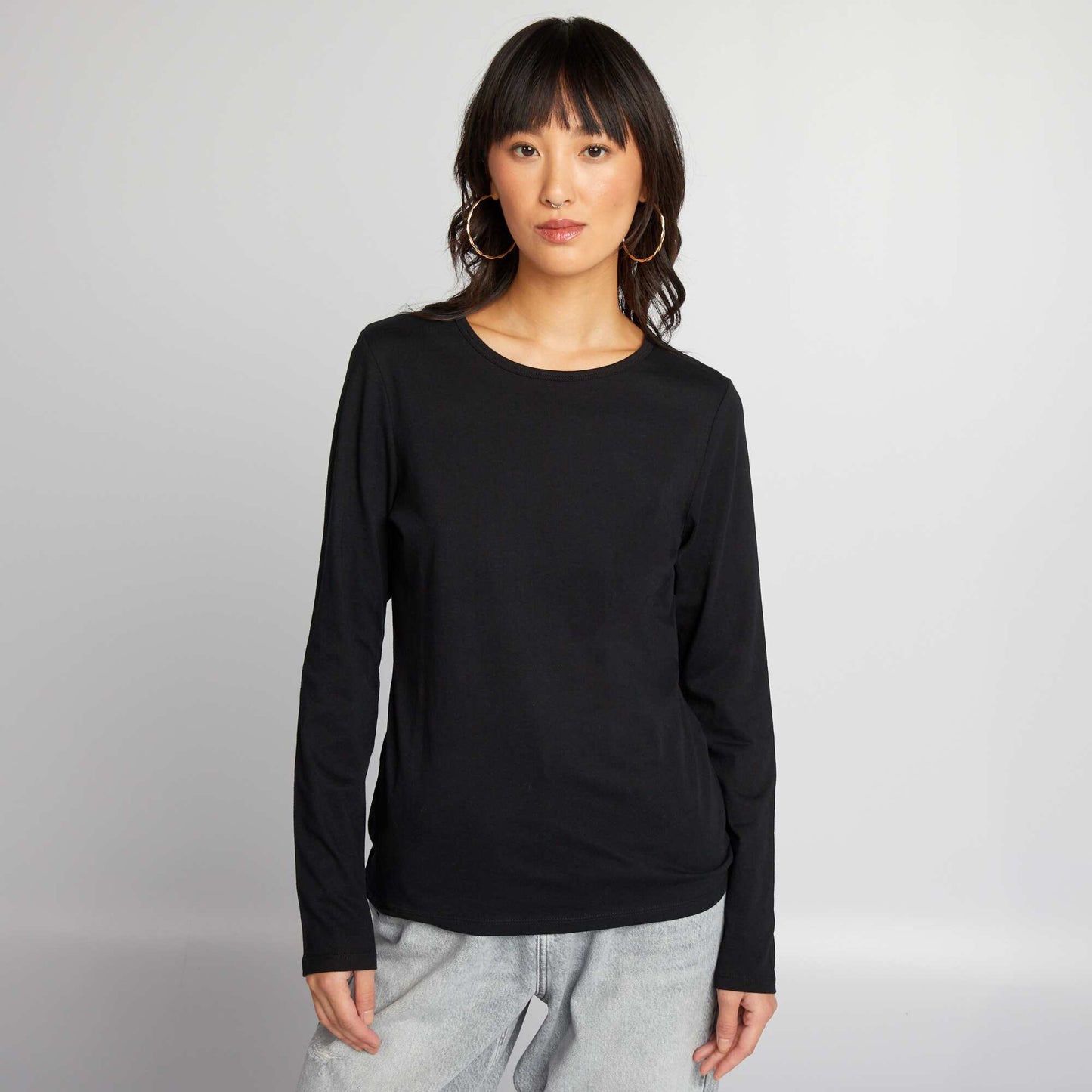 T-shirt en jersey à manches longues NOIR