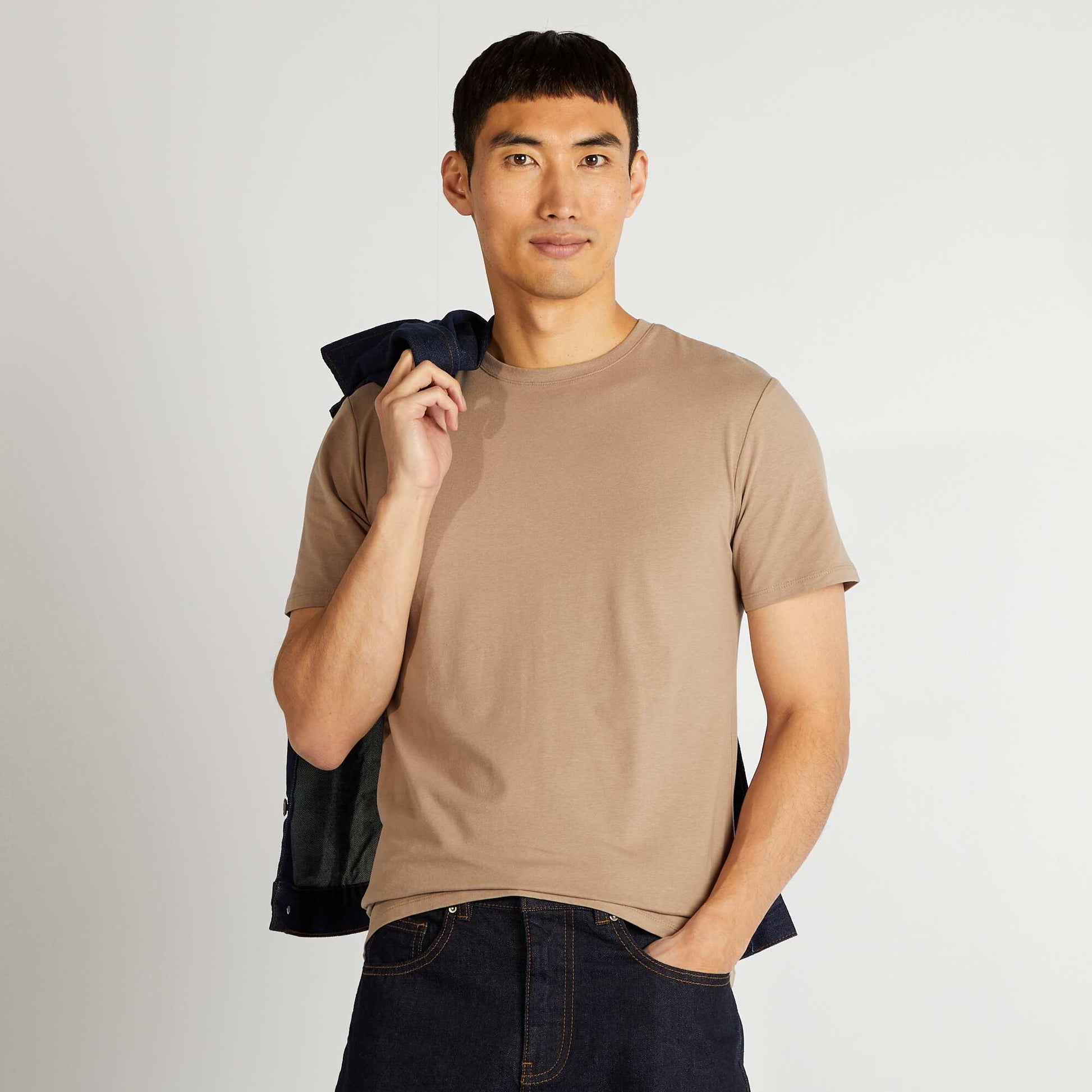 Tee-shirt uni - Slim fit BEIGE