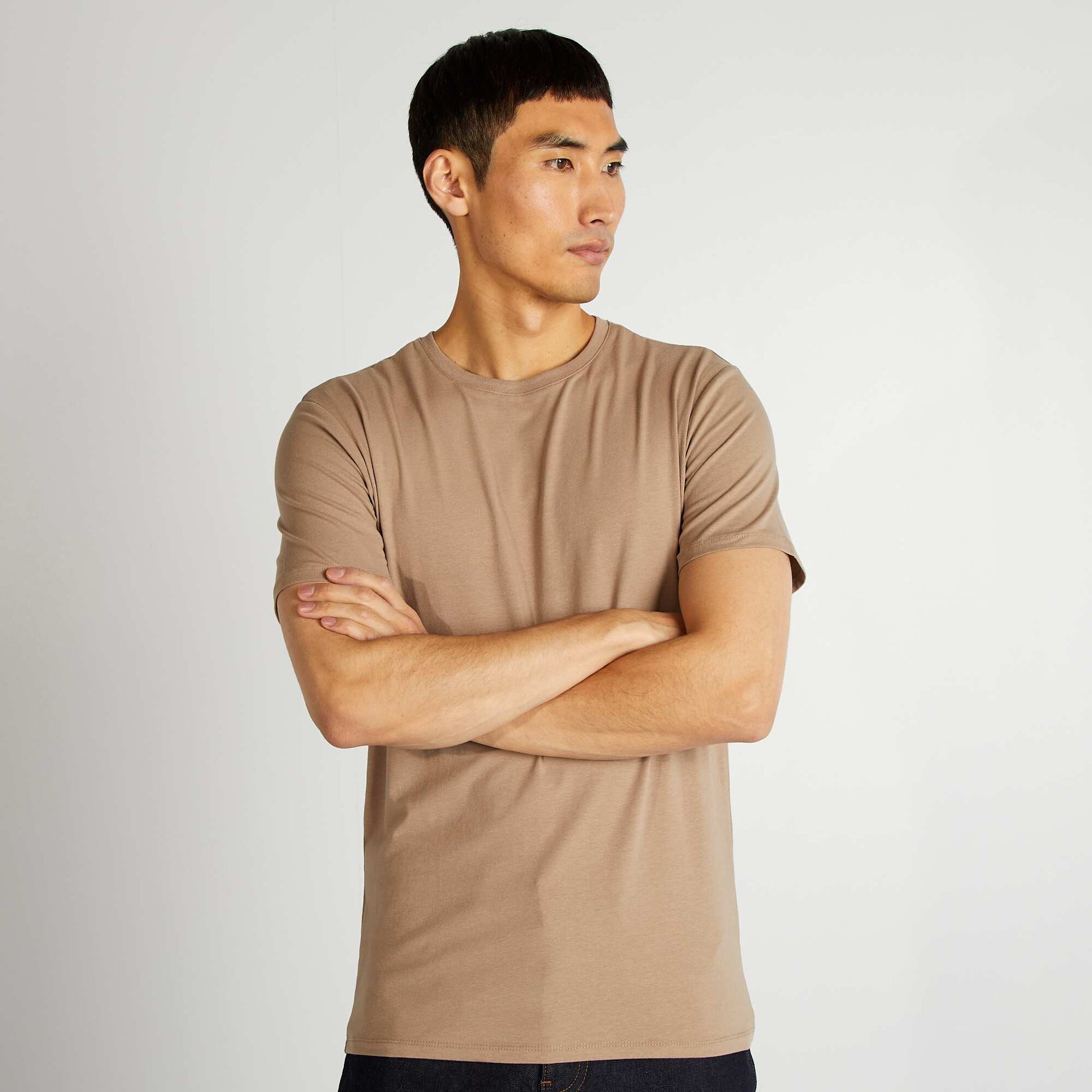 Tee-shirt uni - Slim fit BEIGE