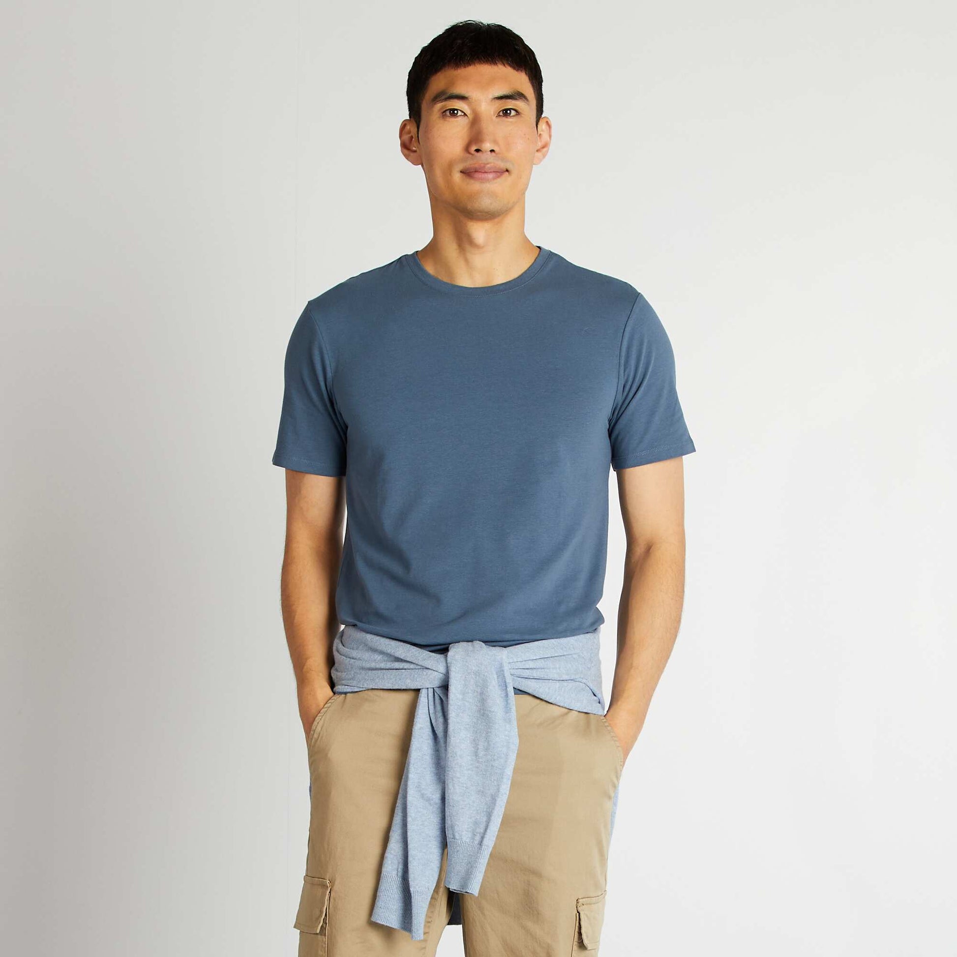 Tee-shirt uni - Slim fit BLEU