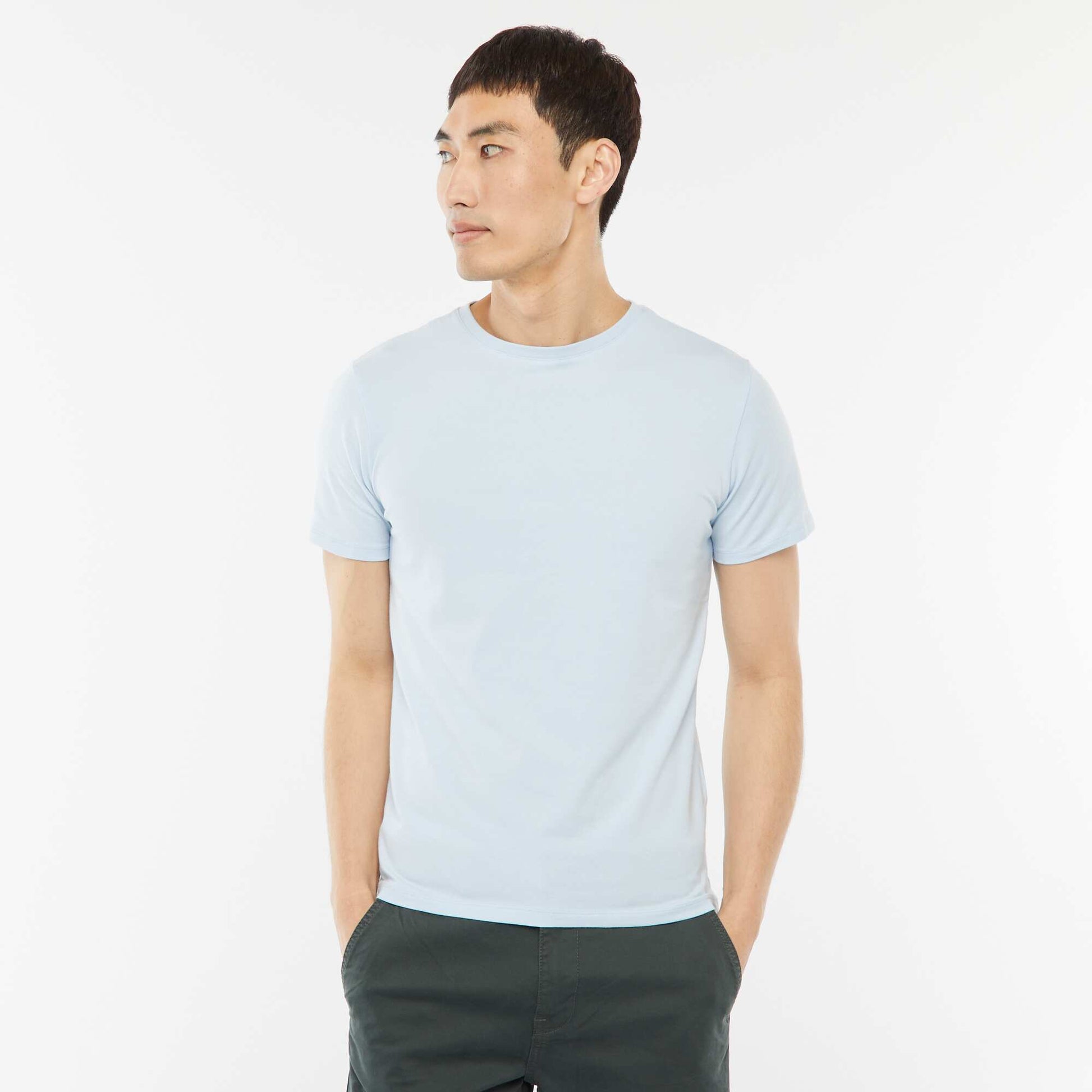 Tee-shirt uni - Slim fit BLEU
