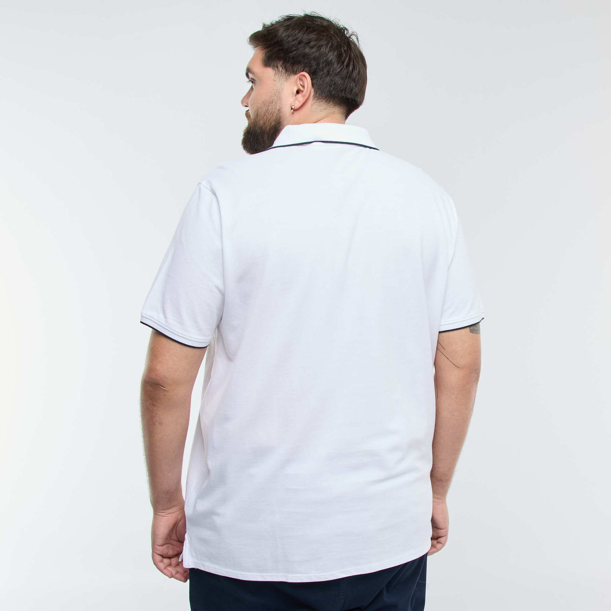 Polo en coton à contrastes BLANC