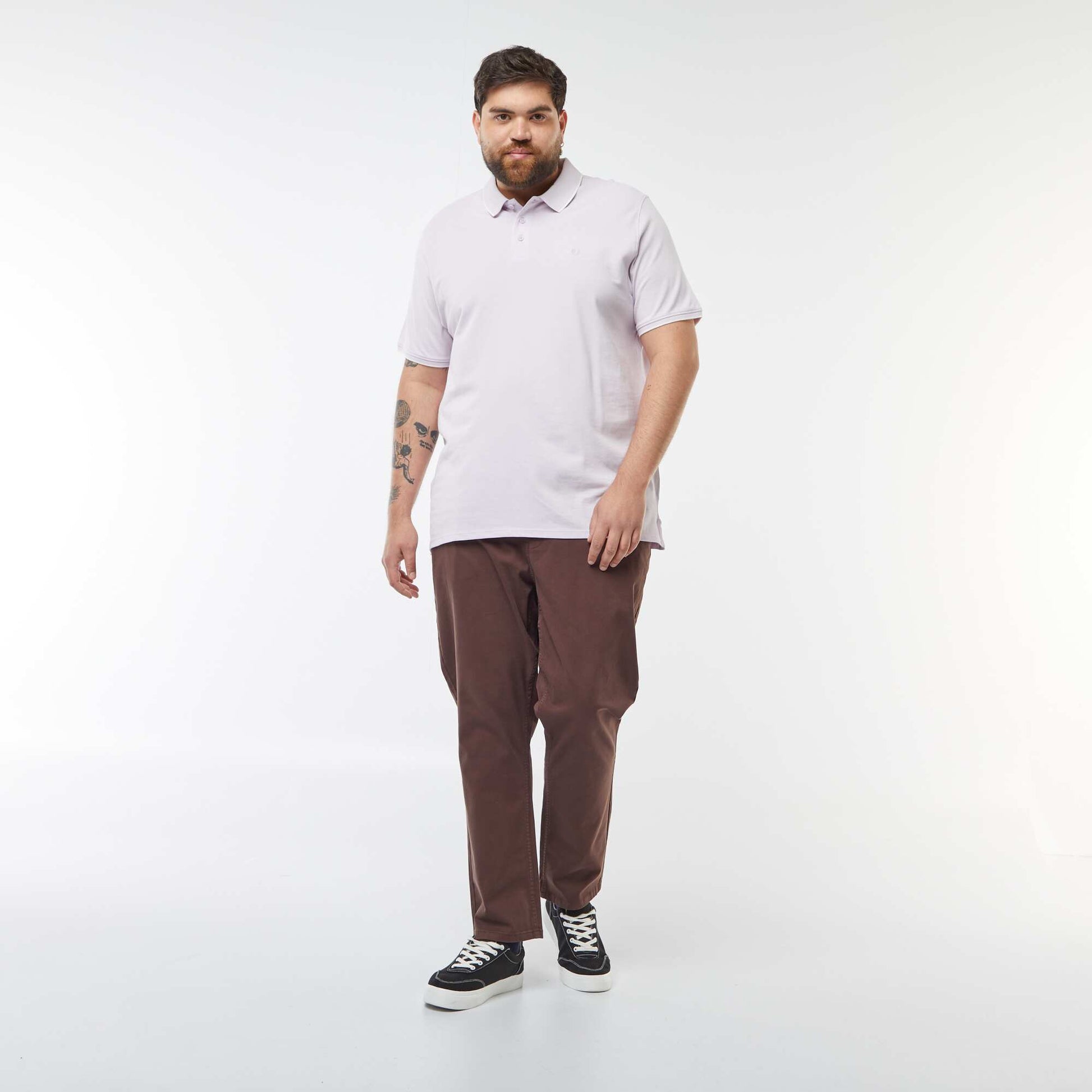 Polo en coton à contrastes LILAS