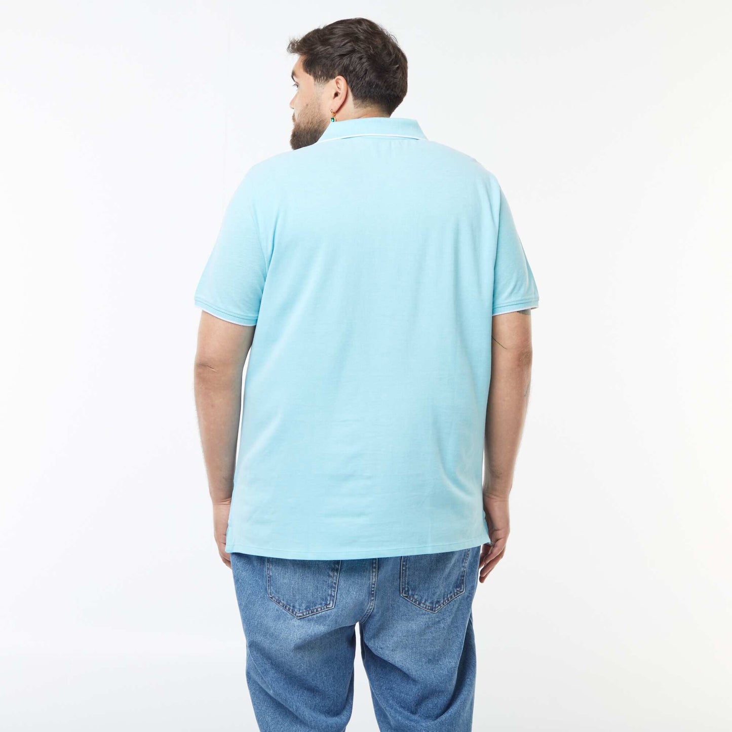 Polo en coton à contrastes BLEU TURQUOISE