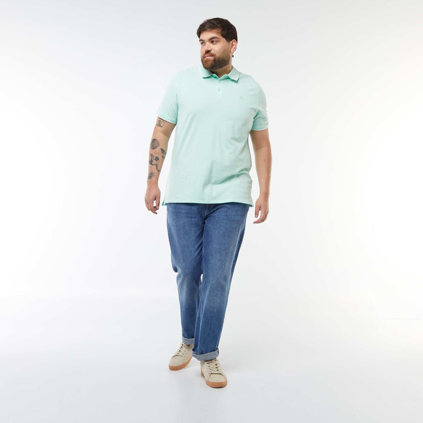 Polo en coton à contrastes VERT CLAIR