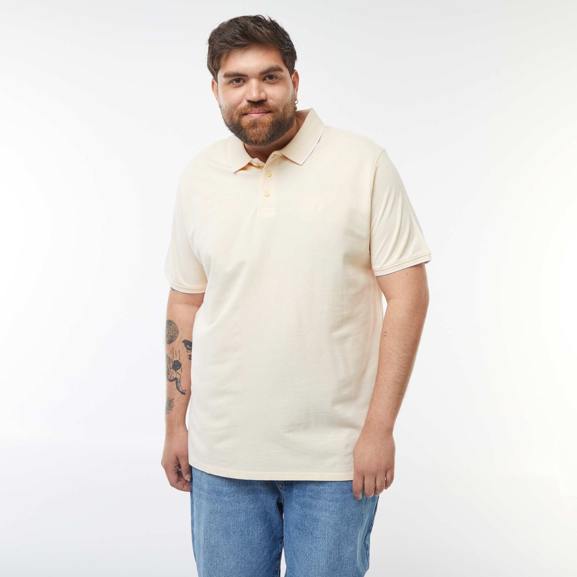 Polo en coton à contrastes JAUNE CLAIR