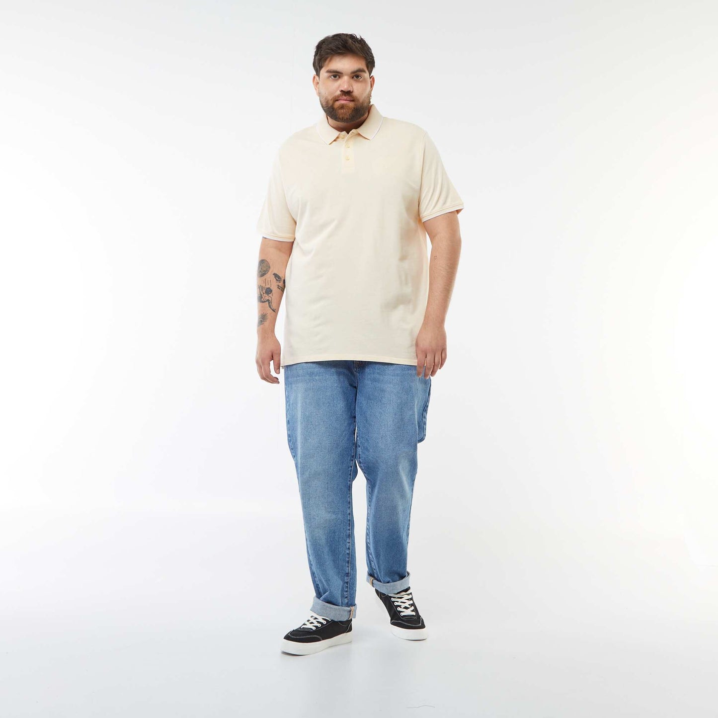 Polo en coton à contrastes JAUNE CLAIR