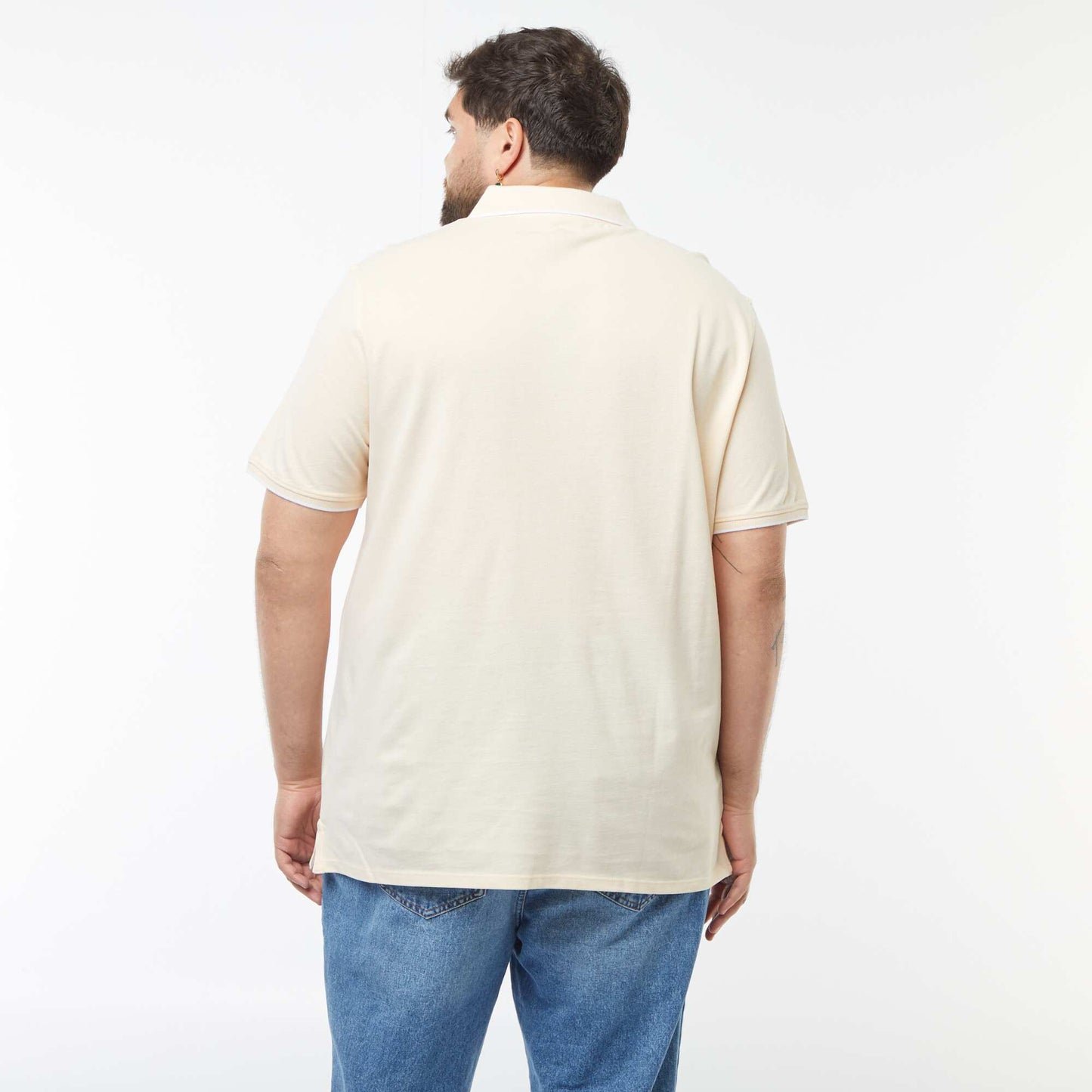 Polo en coton à contrastes JAUNE CLAIR