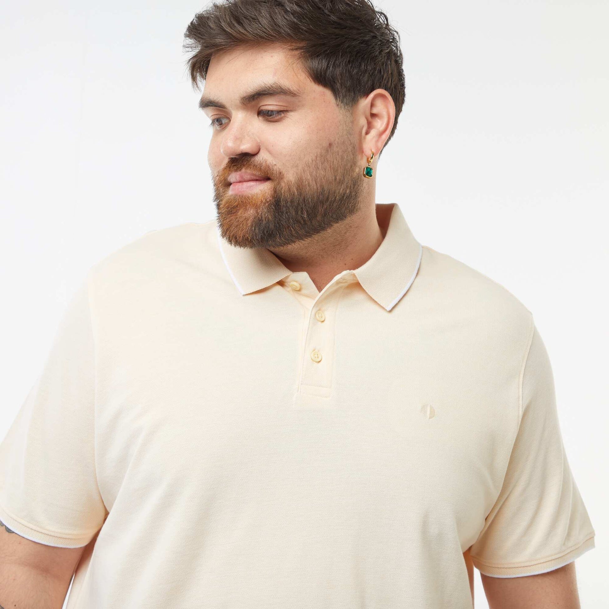 Polo en coton à contrastes JAUNE CLAIR