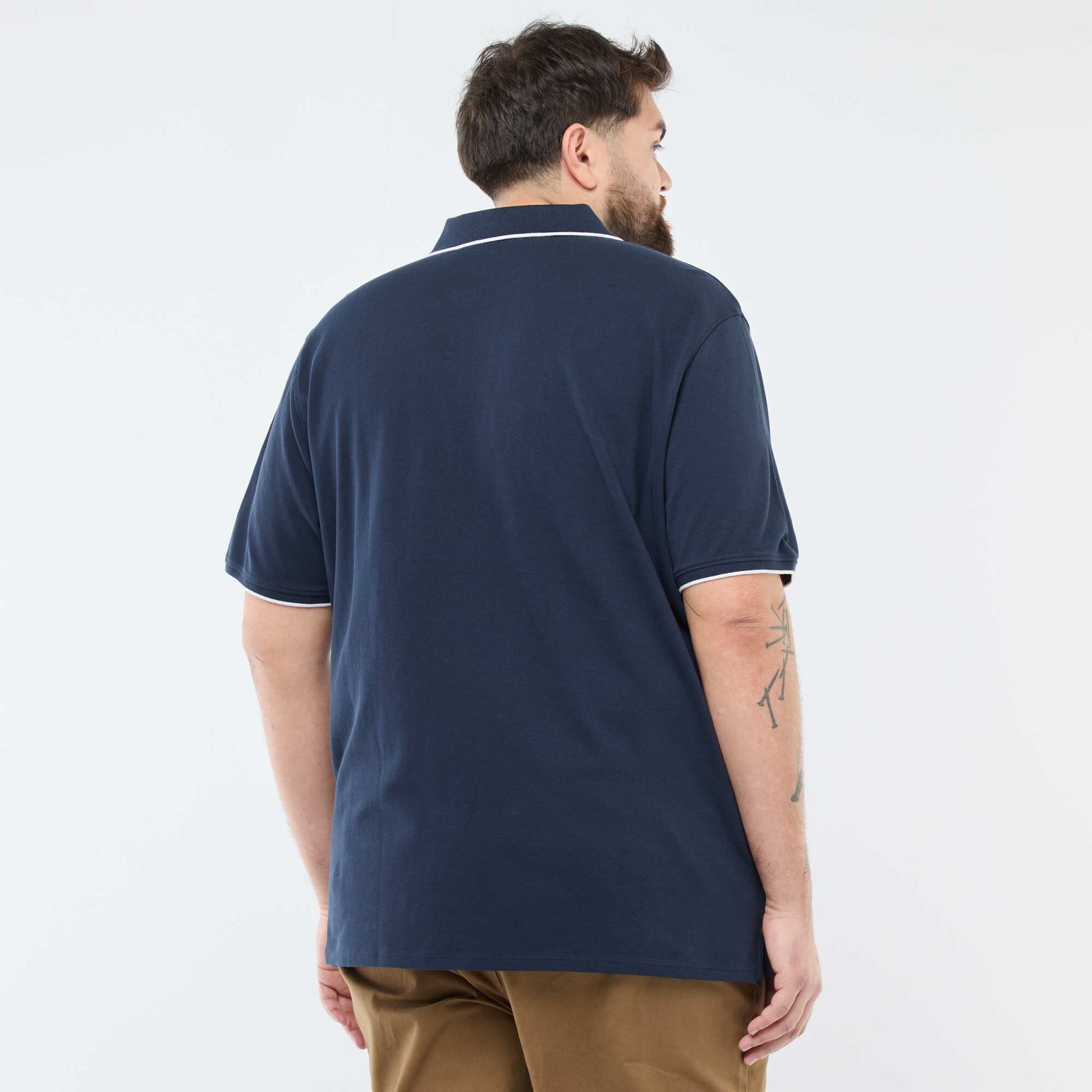 Polo en coton à contrastes BLEU MARINE