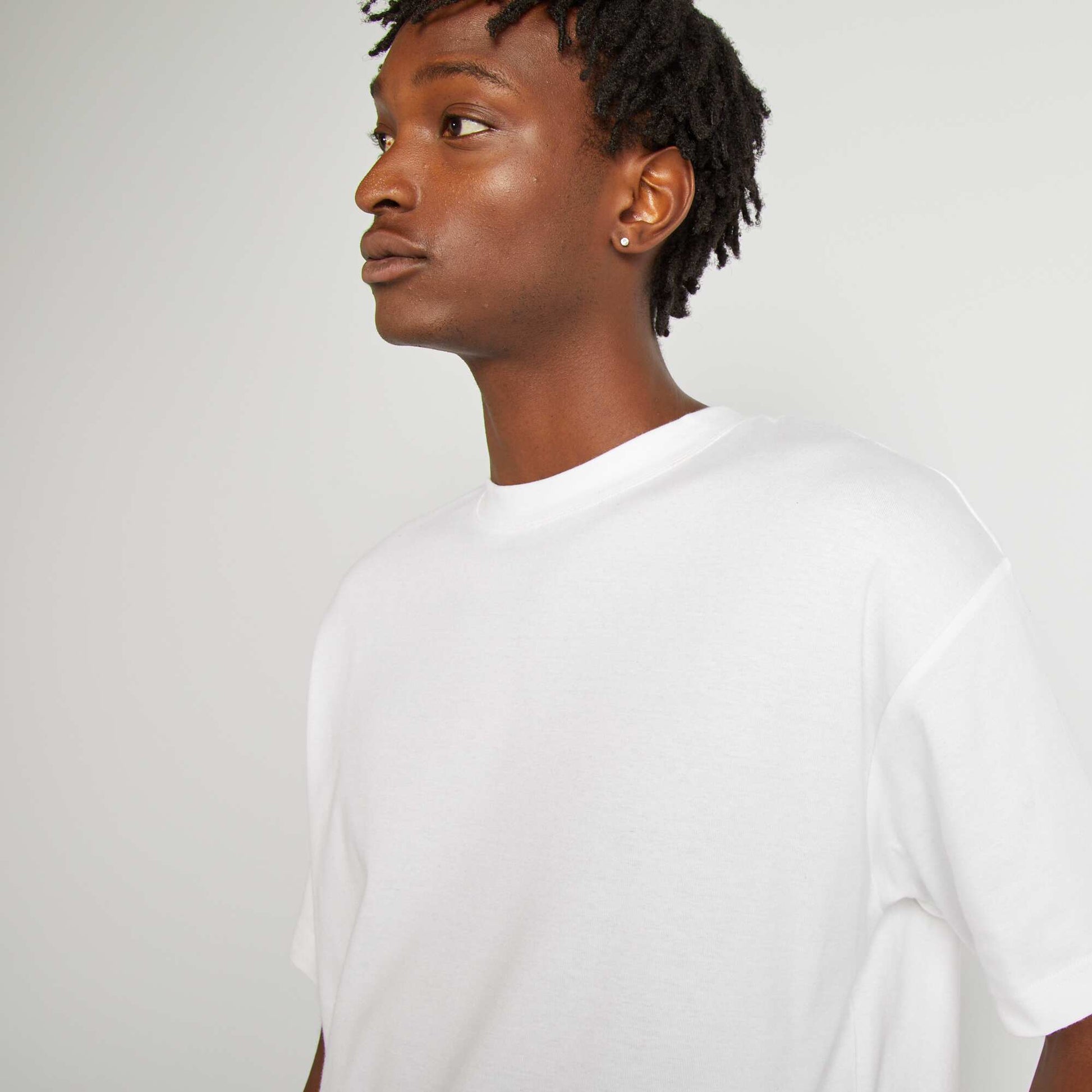 T-shirt col rond en coton BLANC