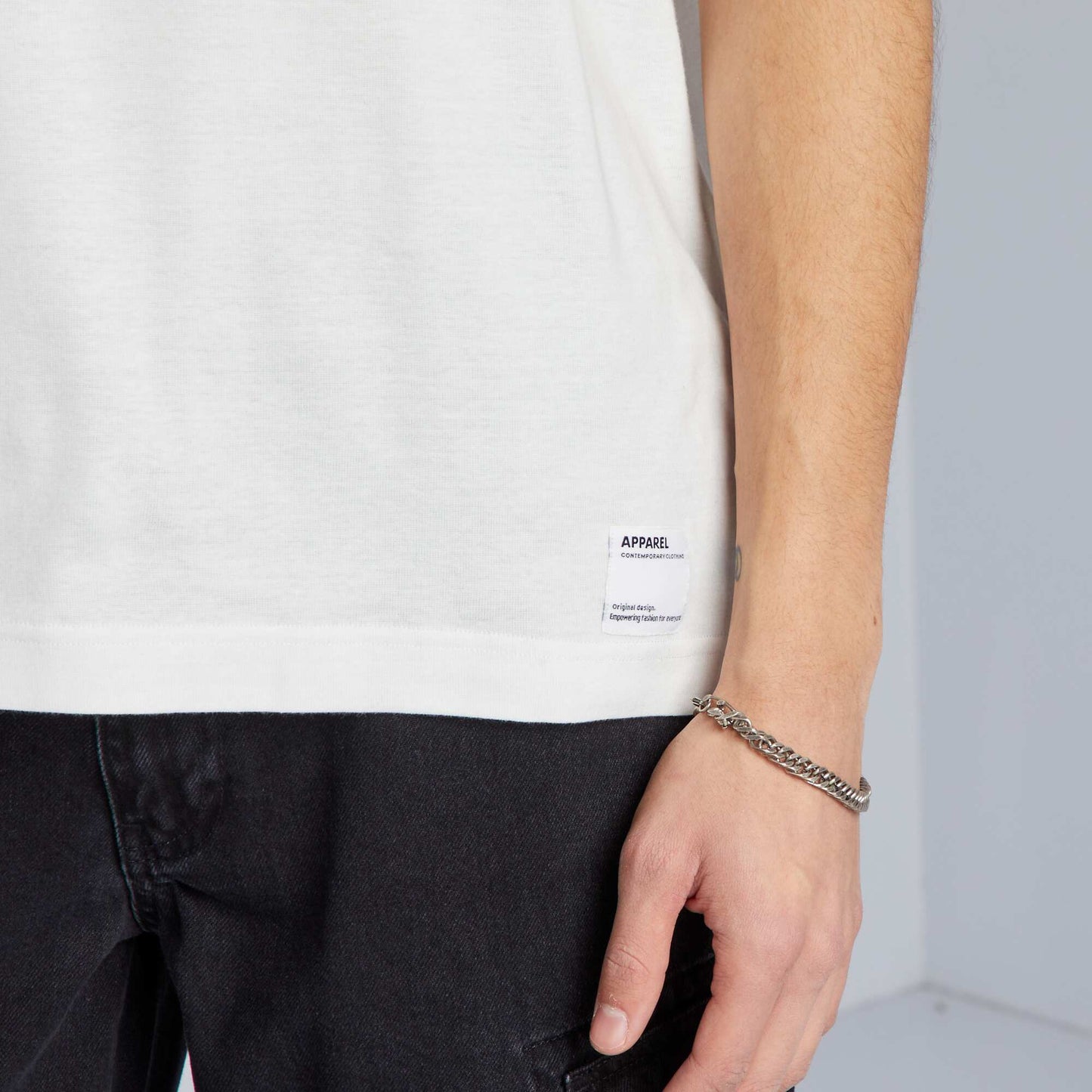 T-shirt col rond en coton BLANC