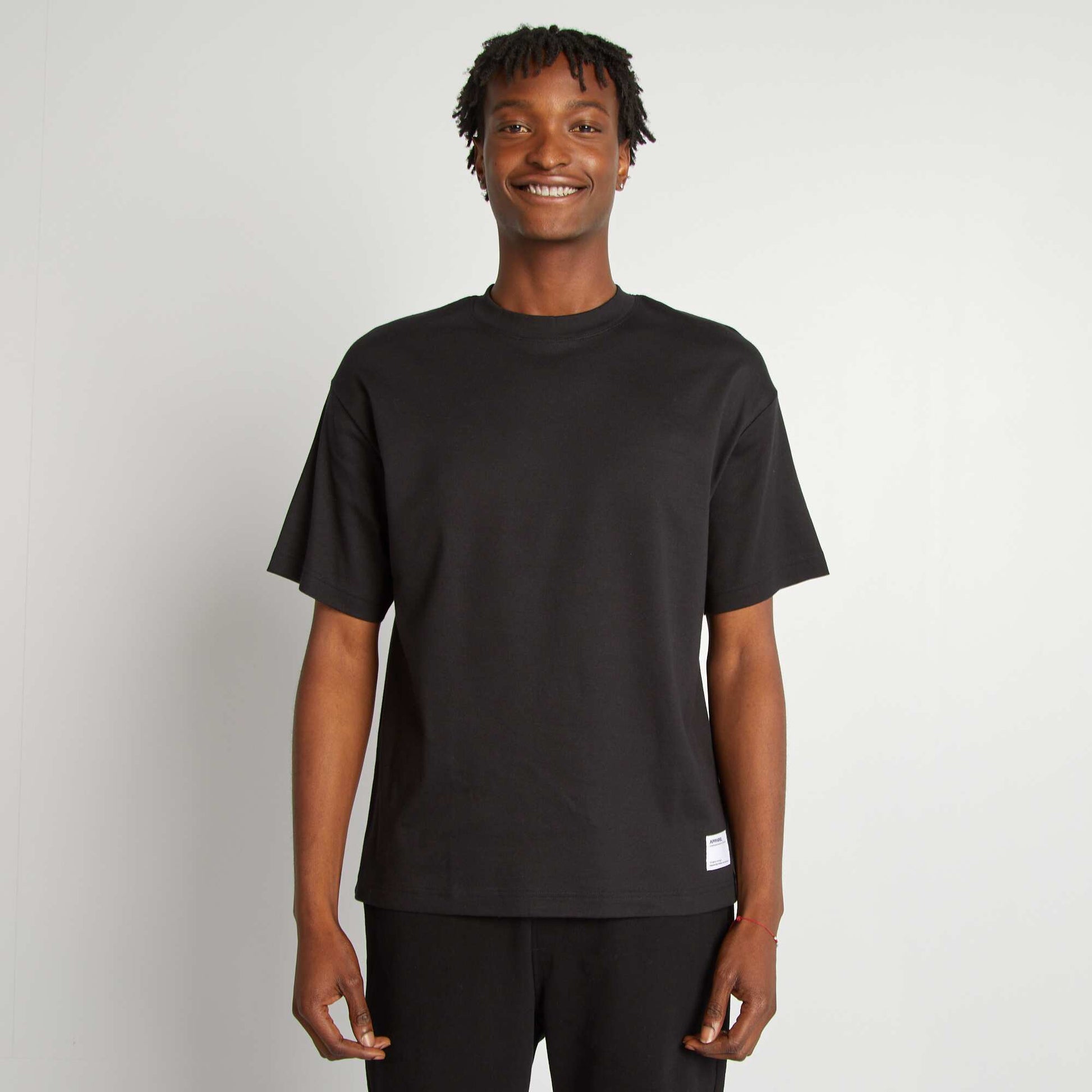 T-shirt col rond en coton NOIR