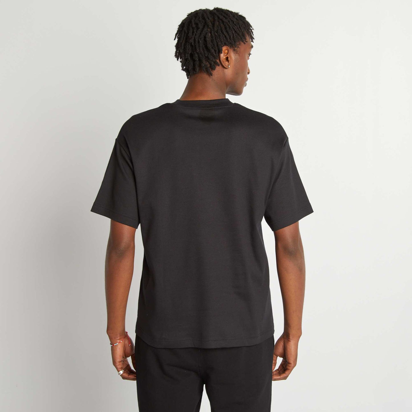T-shirt col rond en coton NOIR