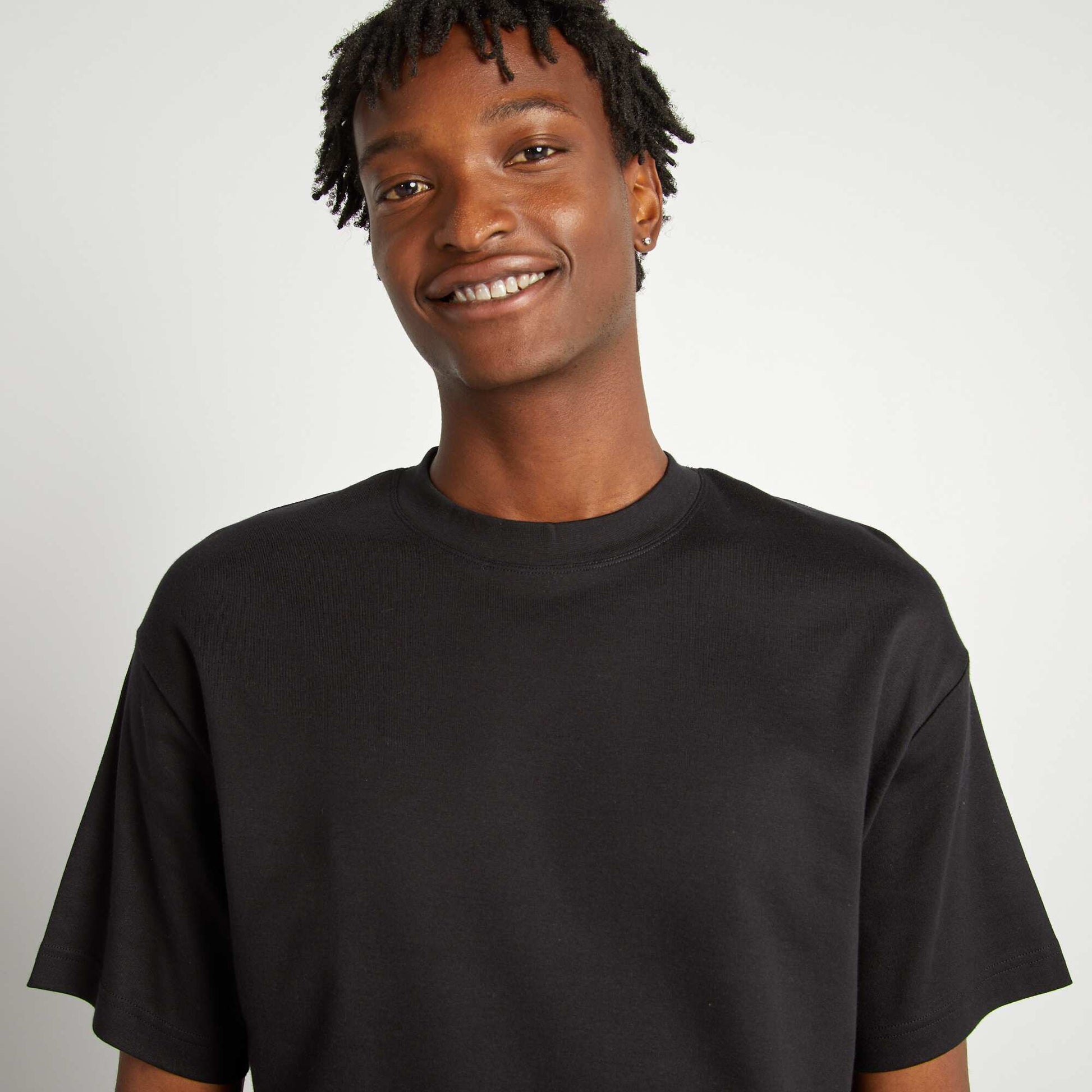 T-shirt col rond en coton NOIR