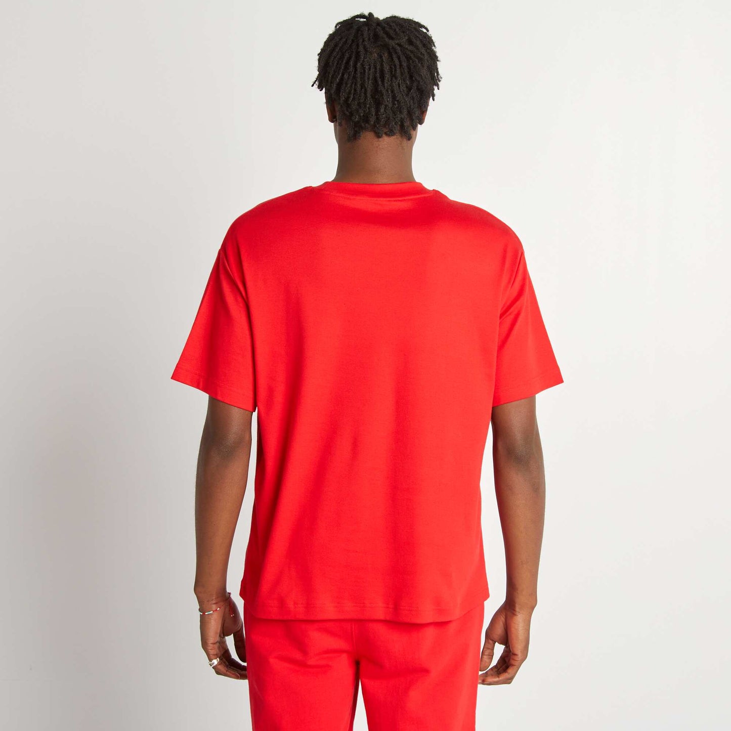 T-shirt col rond en coton ROUGE
