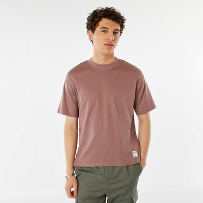 T-shirt col rond en coton MAUVE
