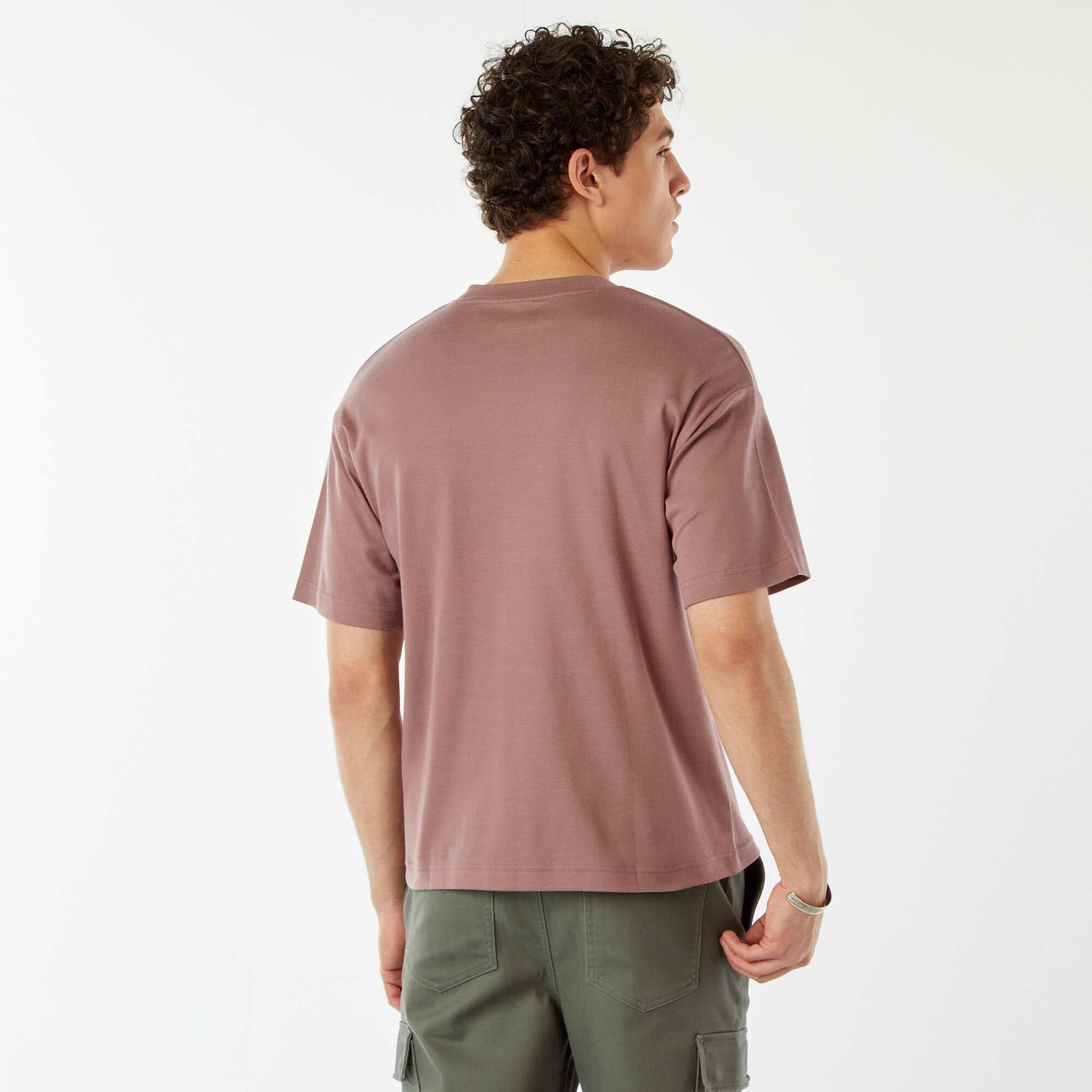 T-shirt col rond en coton MAUVE