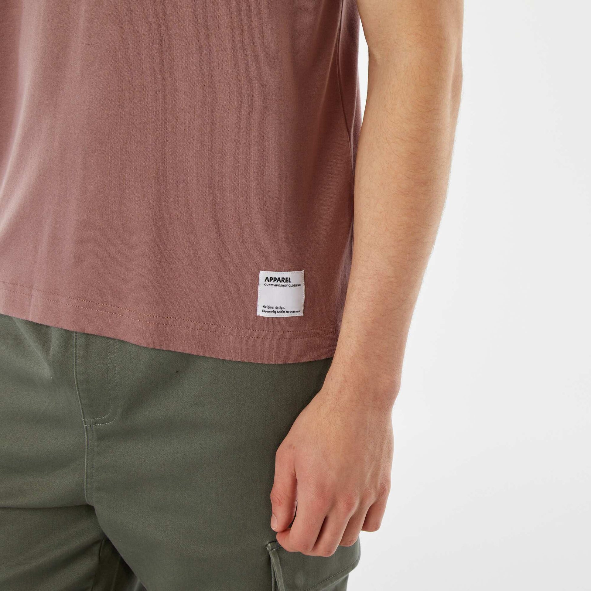 T-shirt col rond en coton MAUVE
