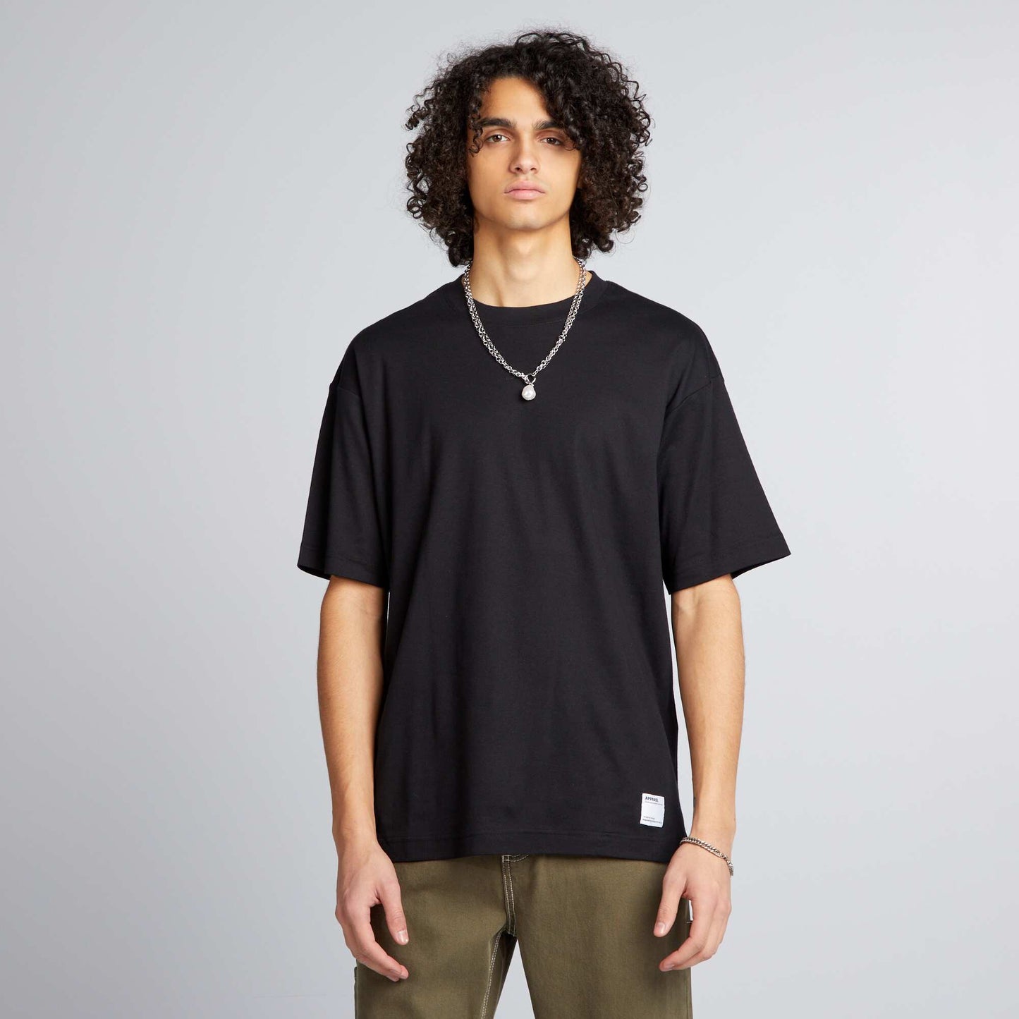 T-shirt col rond en coton NOIR