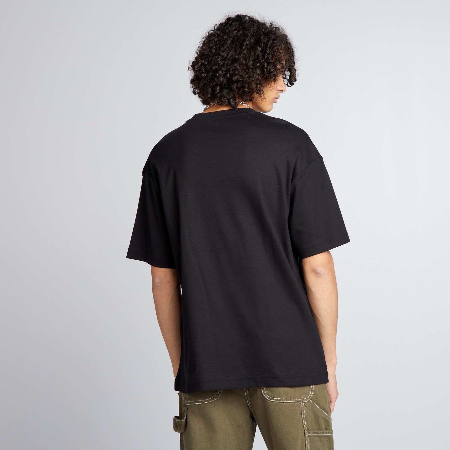 T-shirt col rond en coton NOIR