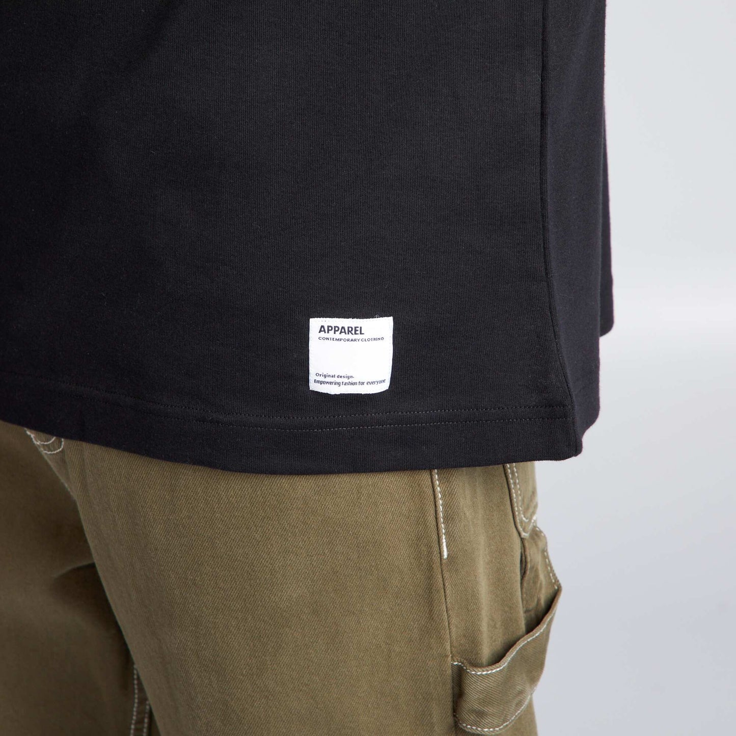 T-shirt col rond en coton NOIR