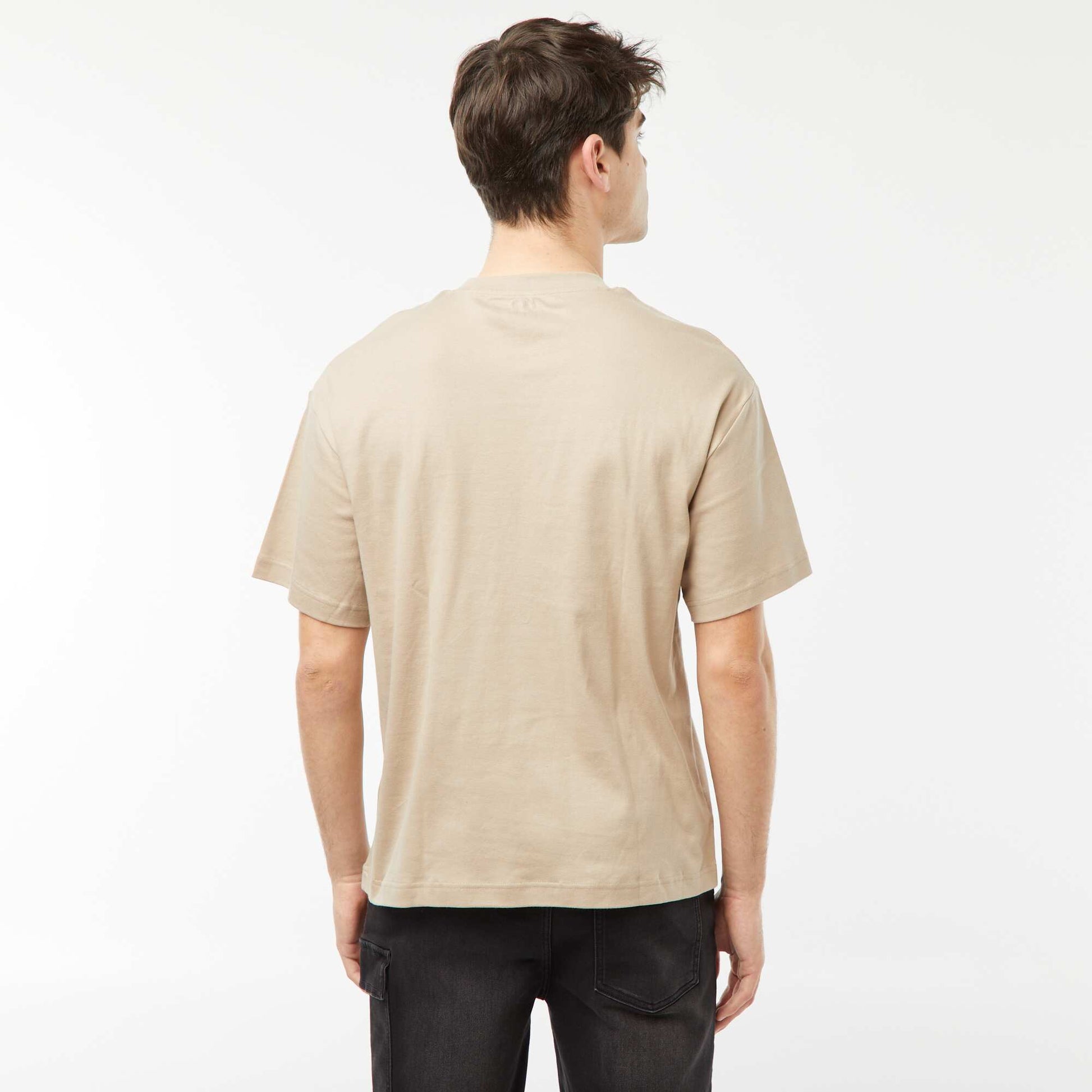T-shirt col rond en coton BEIGE
