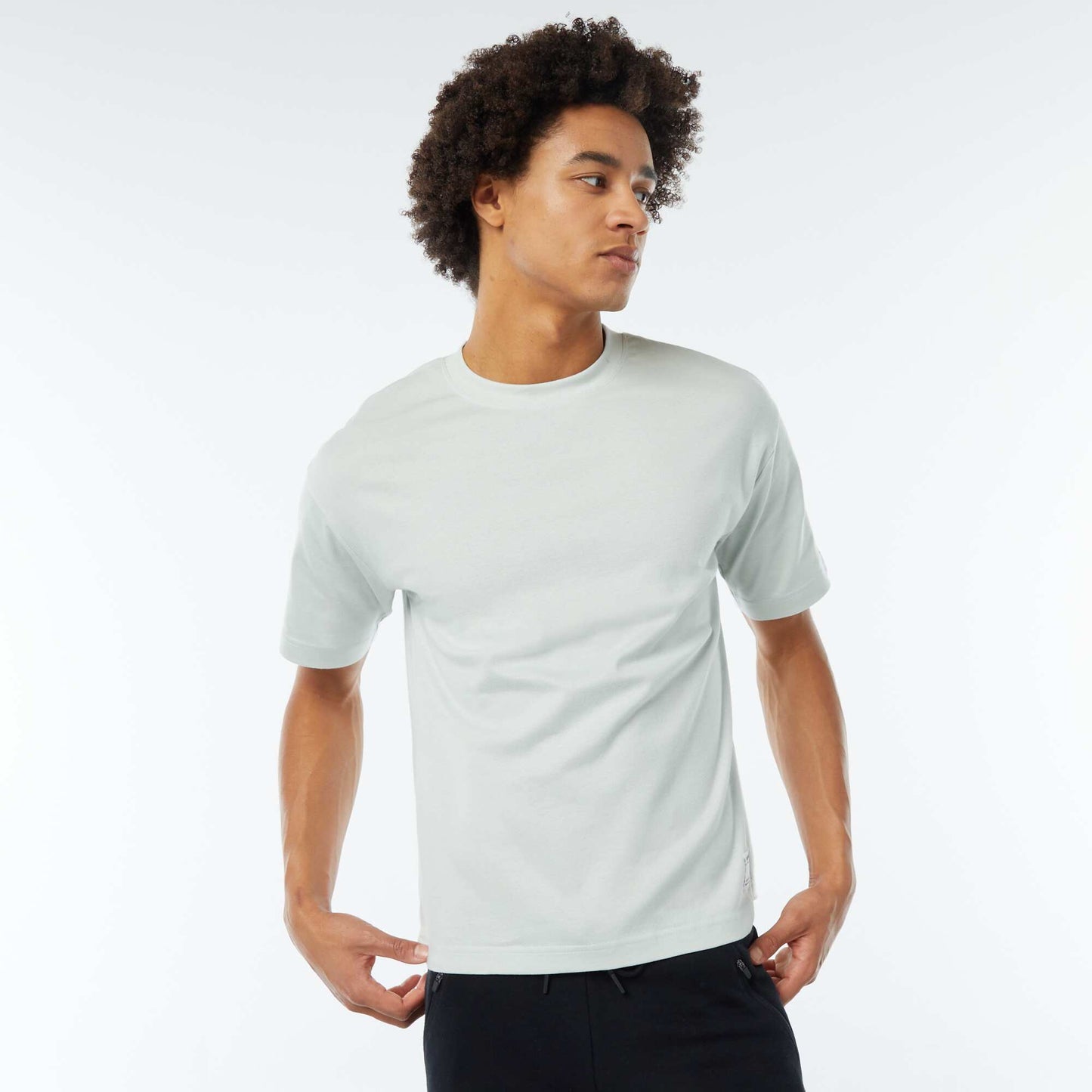 T-shirt col rond en coton BLEU CLAIR