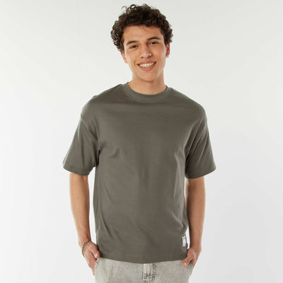T-shirt col rond en coton KAKI