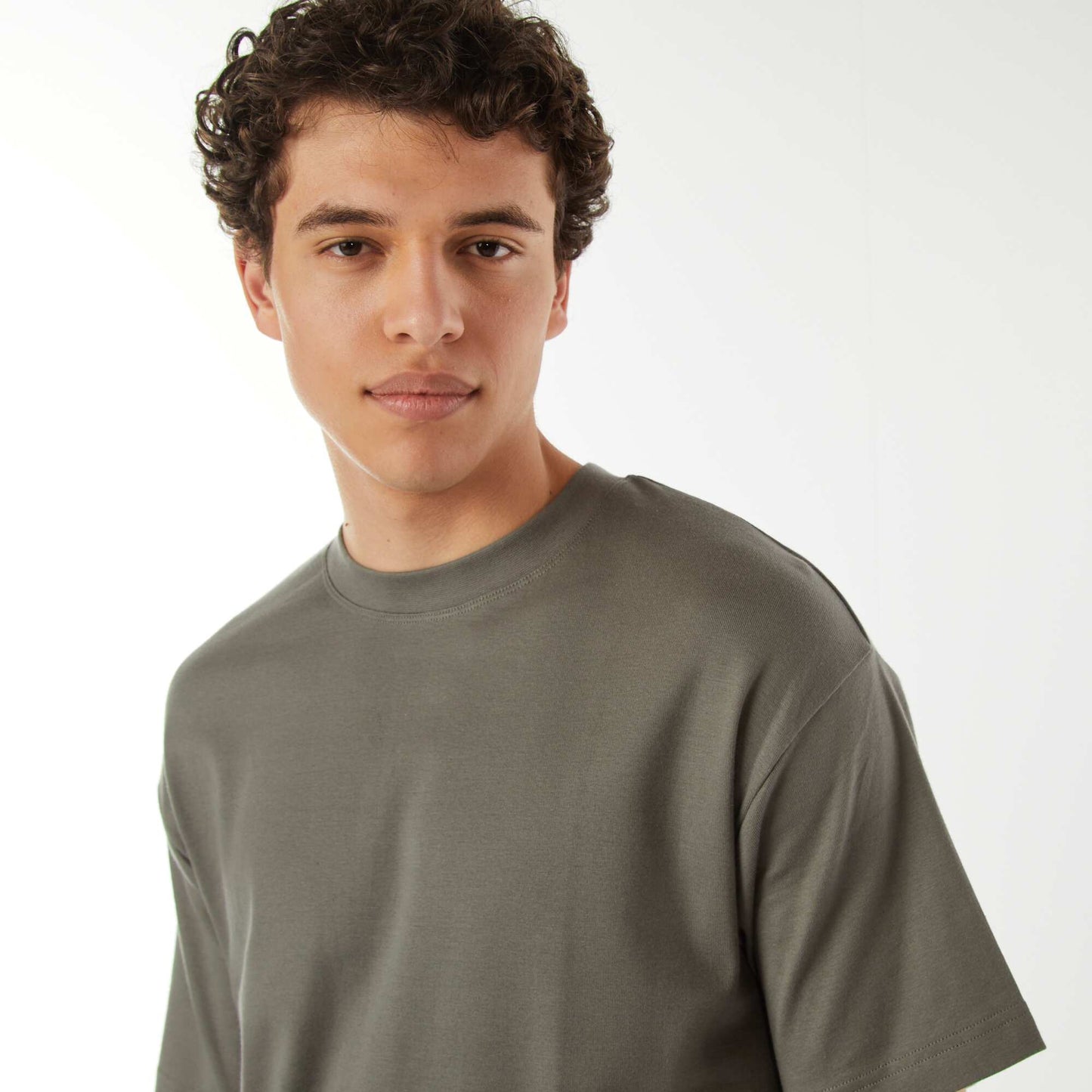 T-shirt col rond en coton KAKI