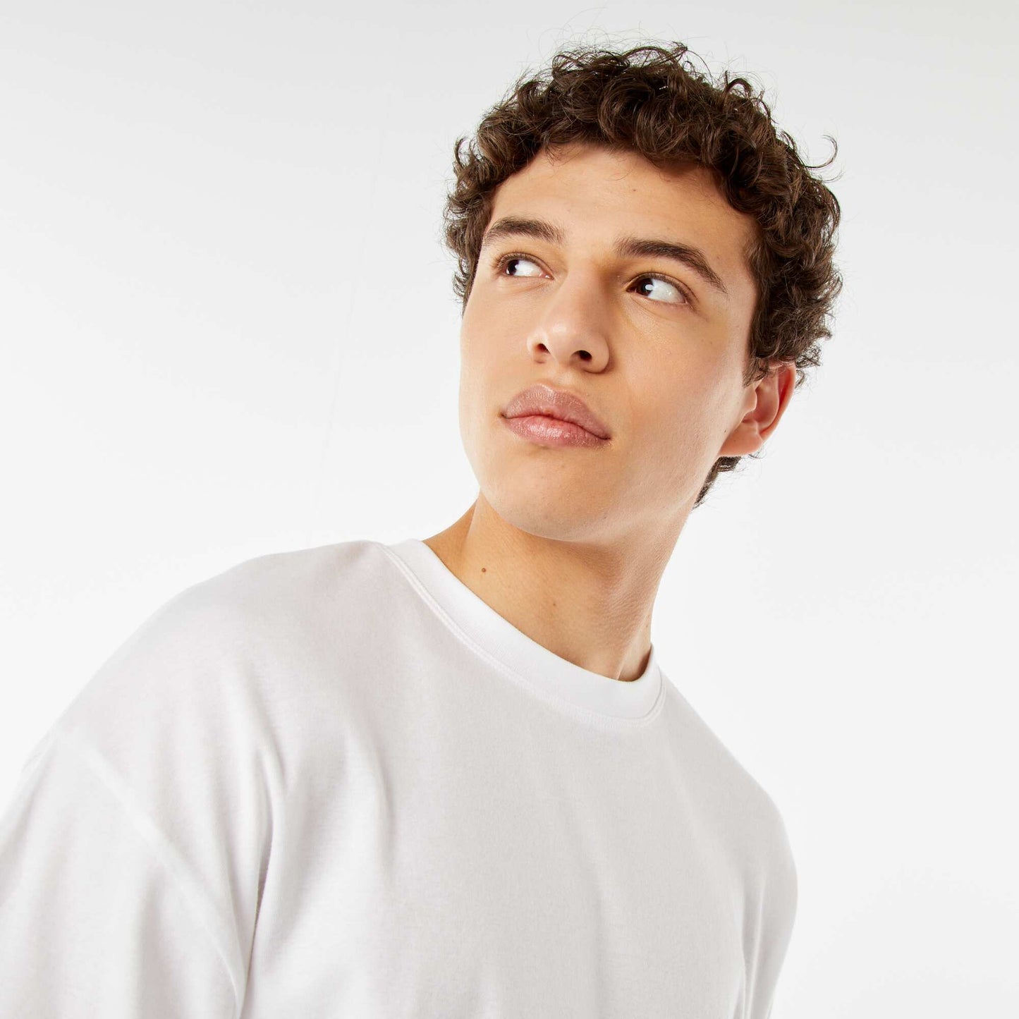 T-shirt col rond en coton BLANC