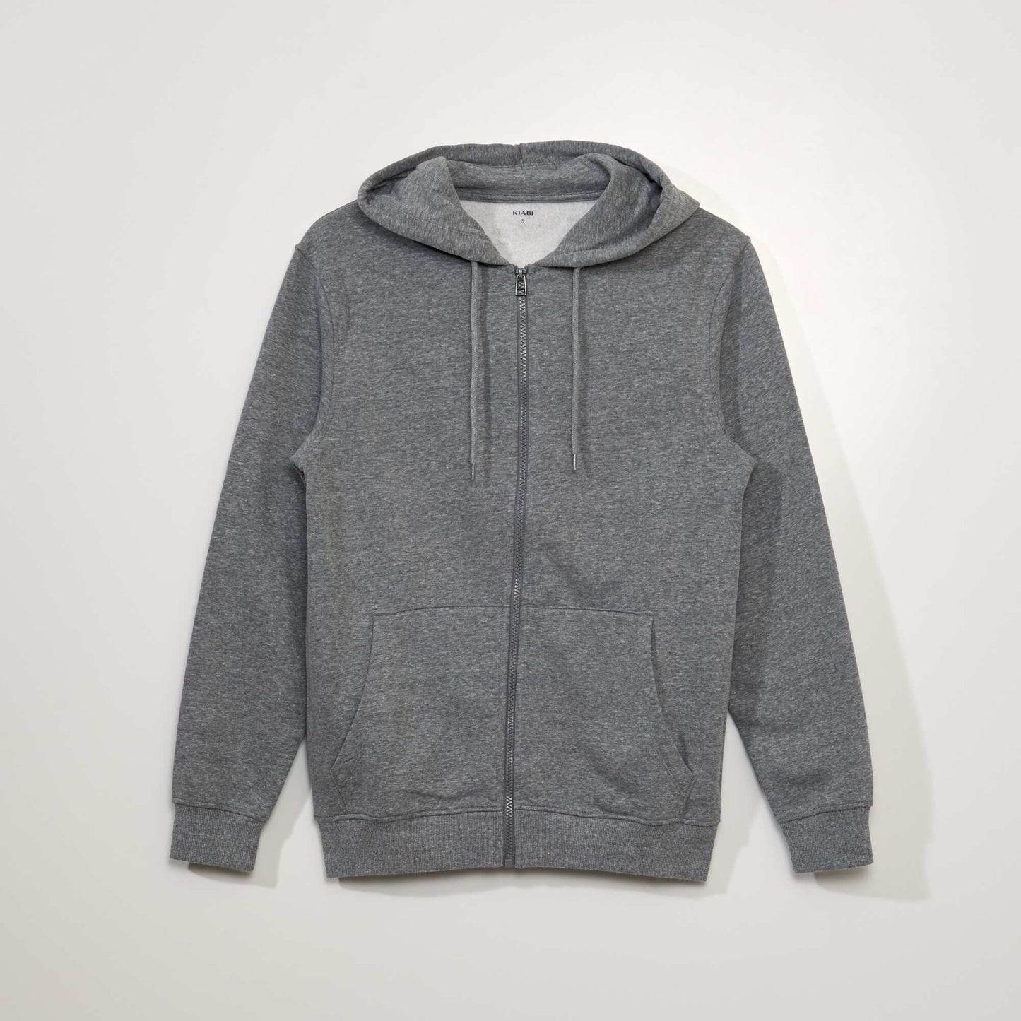 Sweat zippé à capuche en molleton uni GRIS