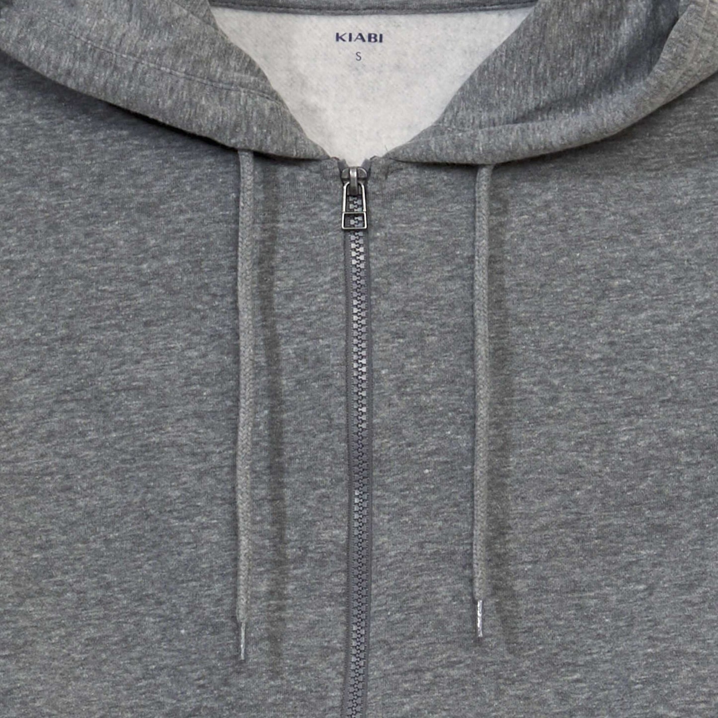 Sweat zippé à capuche en molleton uni GRIS