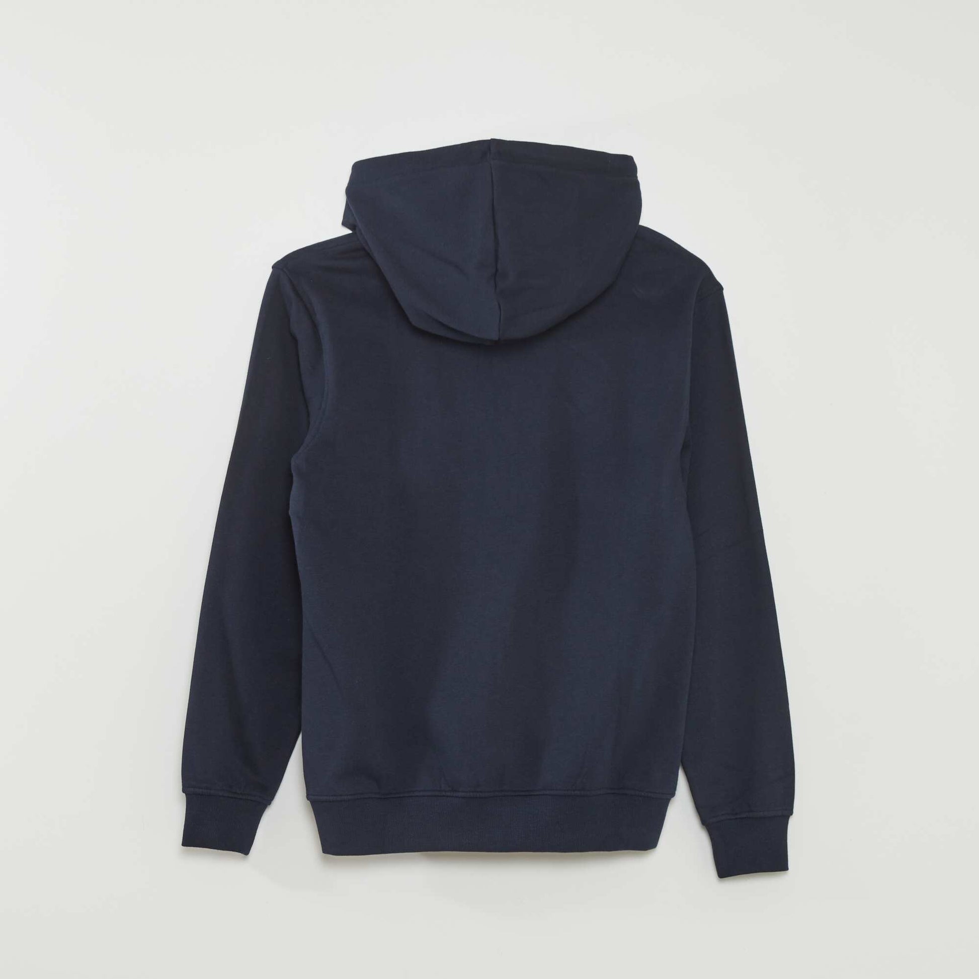 Sweat zippé à capuche en molleton uni BLEU MARINE