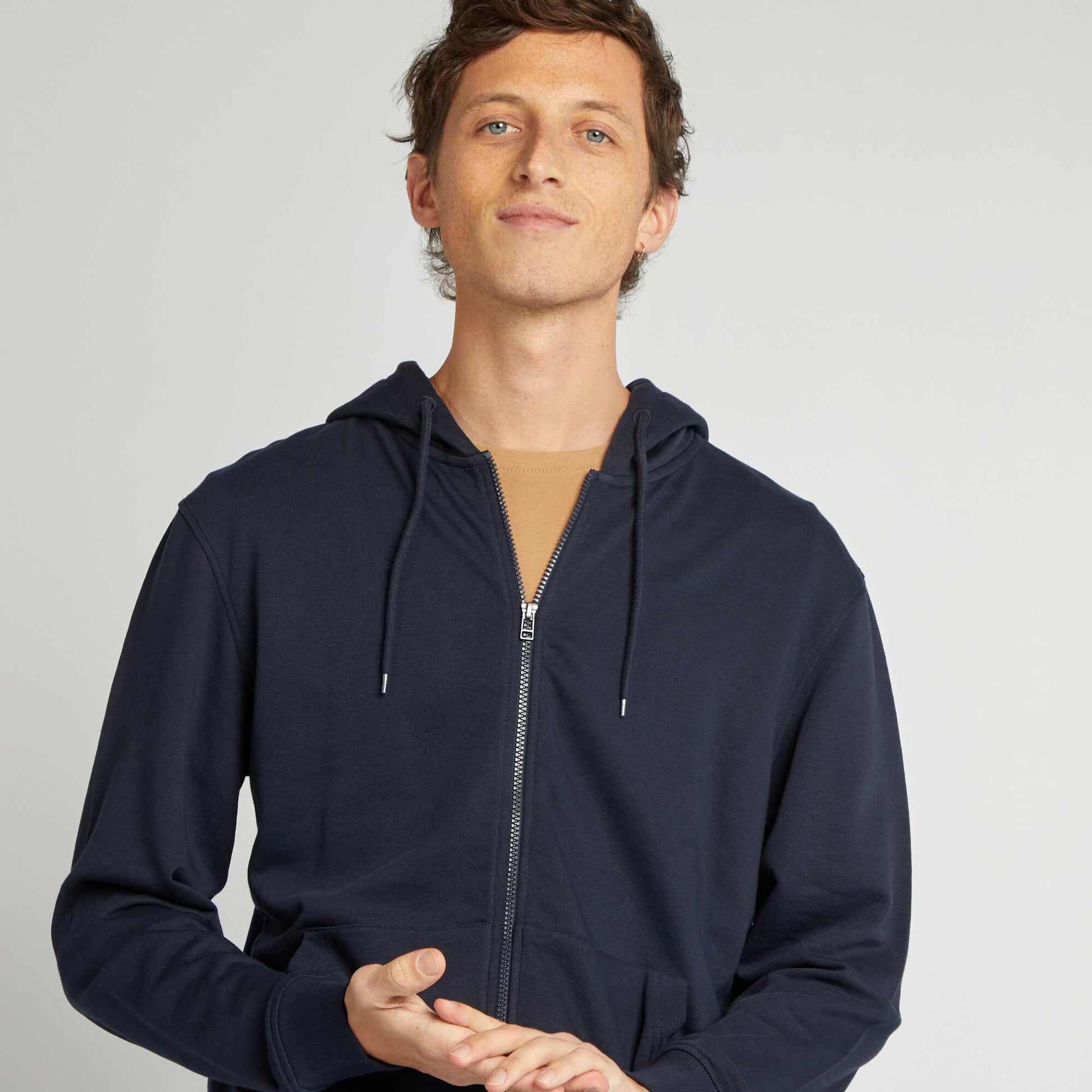 Sweat zippé à capuche BLEU MARINE