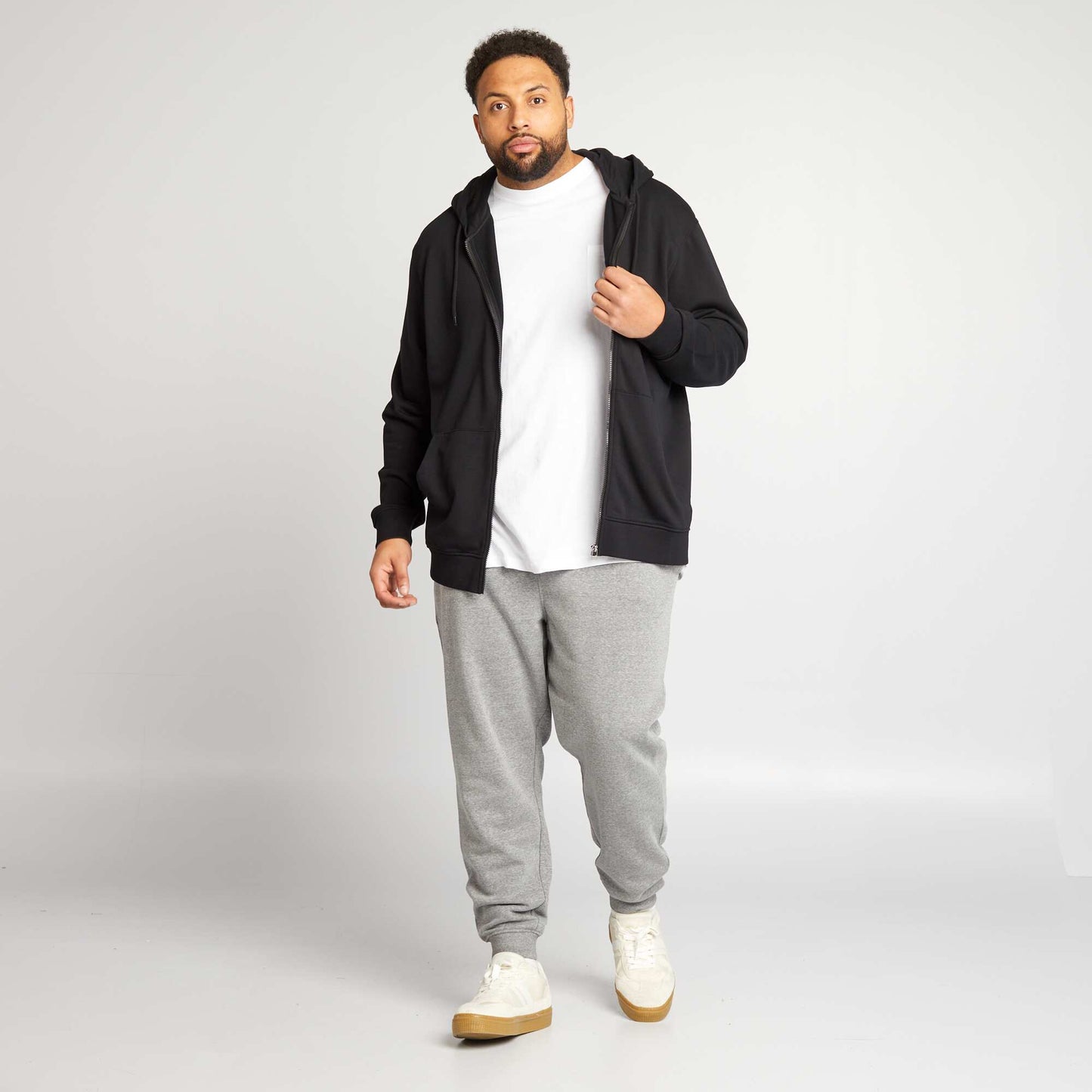 Sweat zippé en molleton avec capuche NOIR