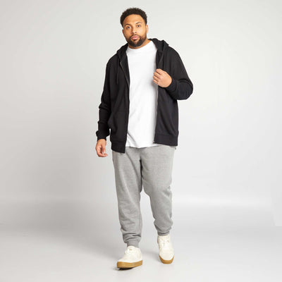 Sweat zippé en molleton avec capuche NOIR