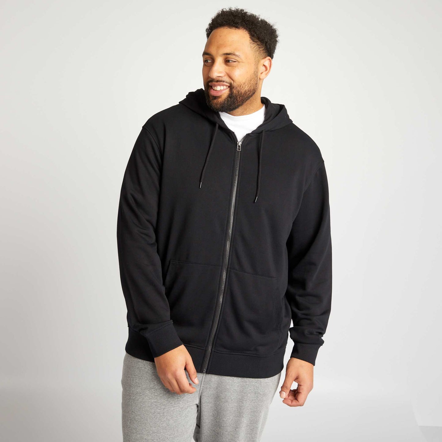 Sweat zippé en molleton avec capuche NOIR