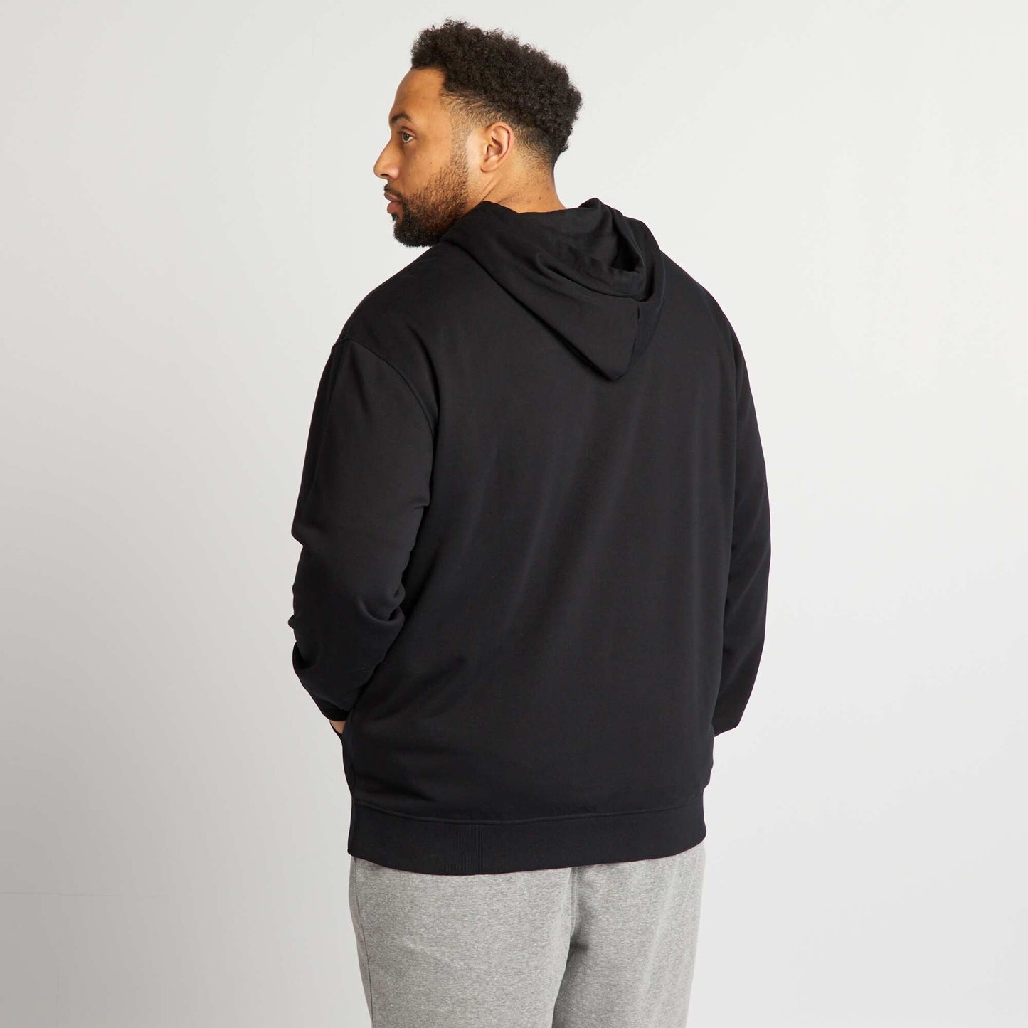 Sweat zippé en molleton avec capuche NOIR