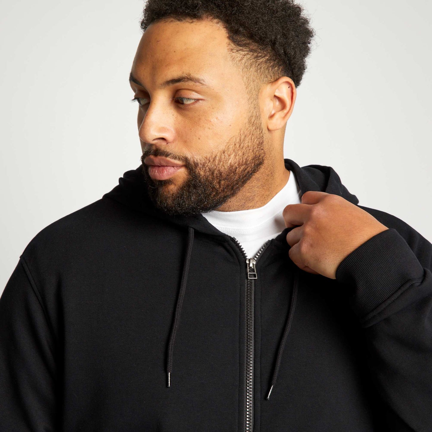 Sweat zippé en molleton avec capuche NOIR