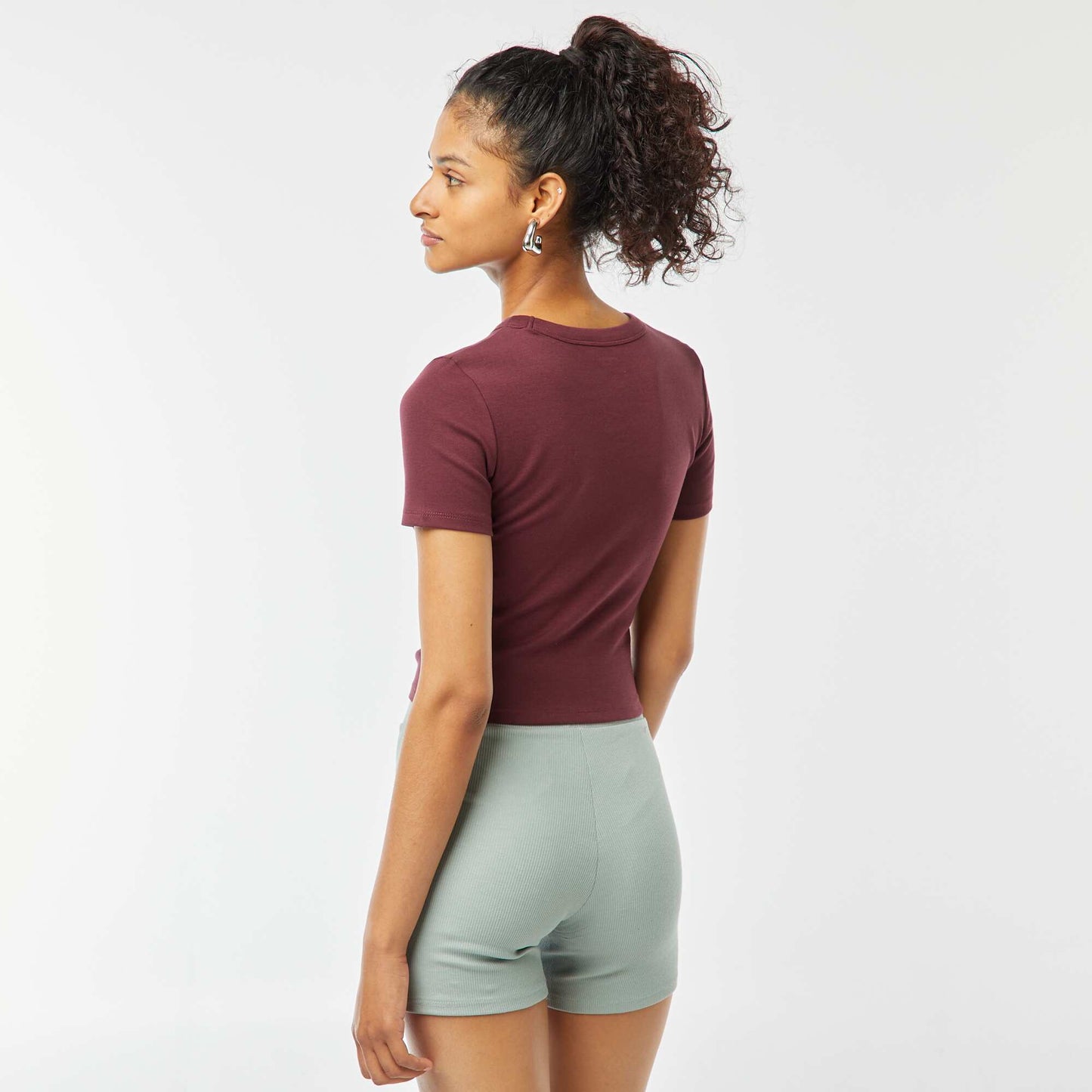 T-shirt cropped manches courtes ROUGE