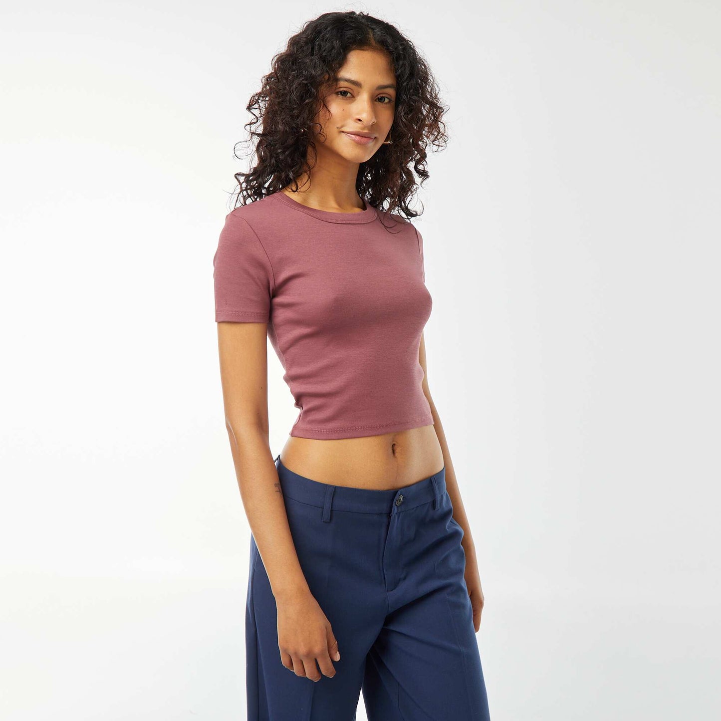T-shirt cropped manches courtes ROSE