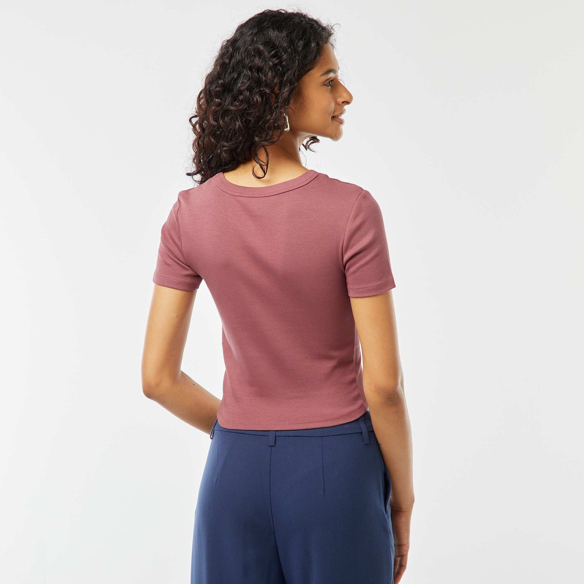 T-shirt cropped manches courtes ROSE