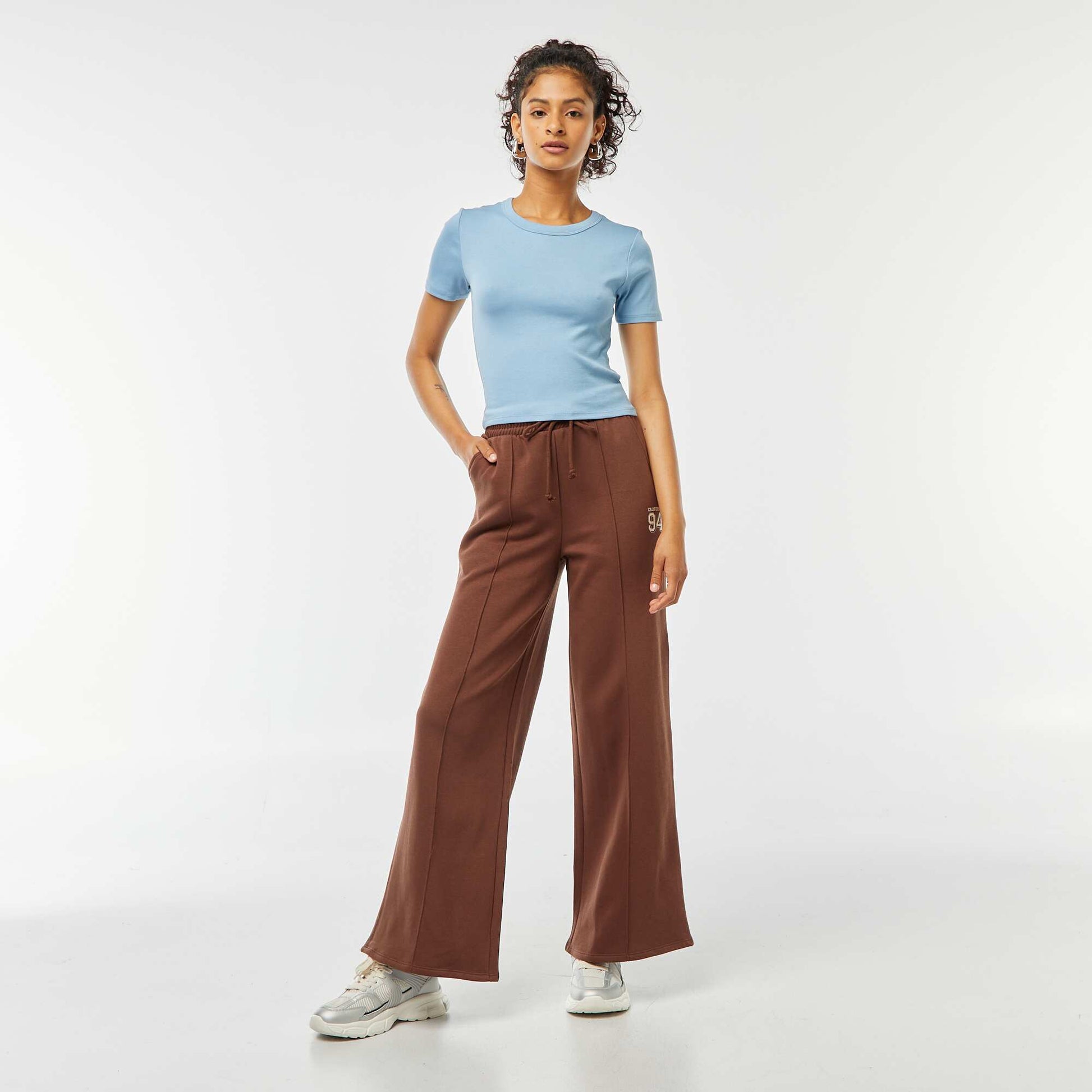 T-shirt cropped manches courtes BLEU