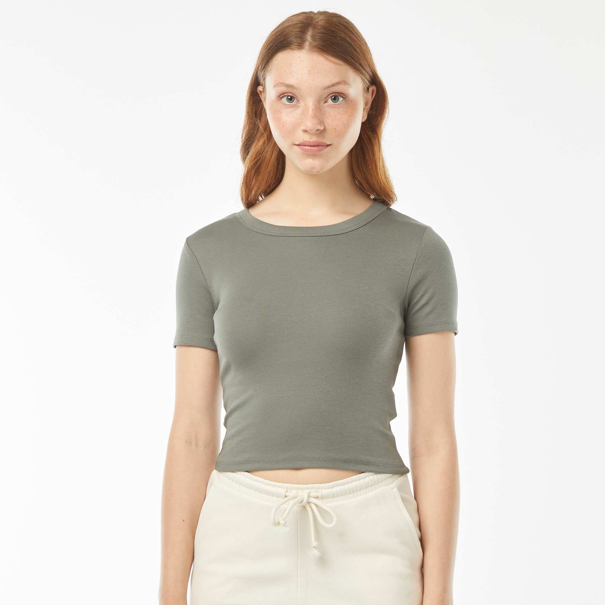 T-shirt cropped manches courtes VERT