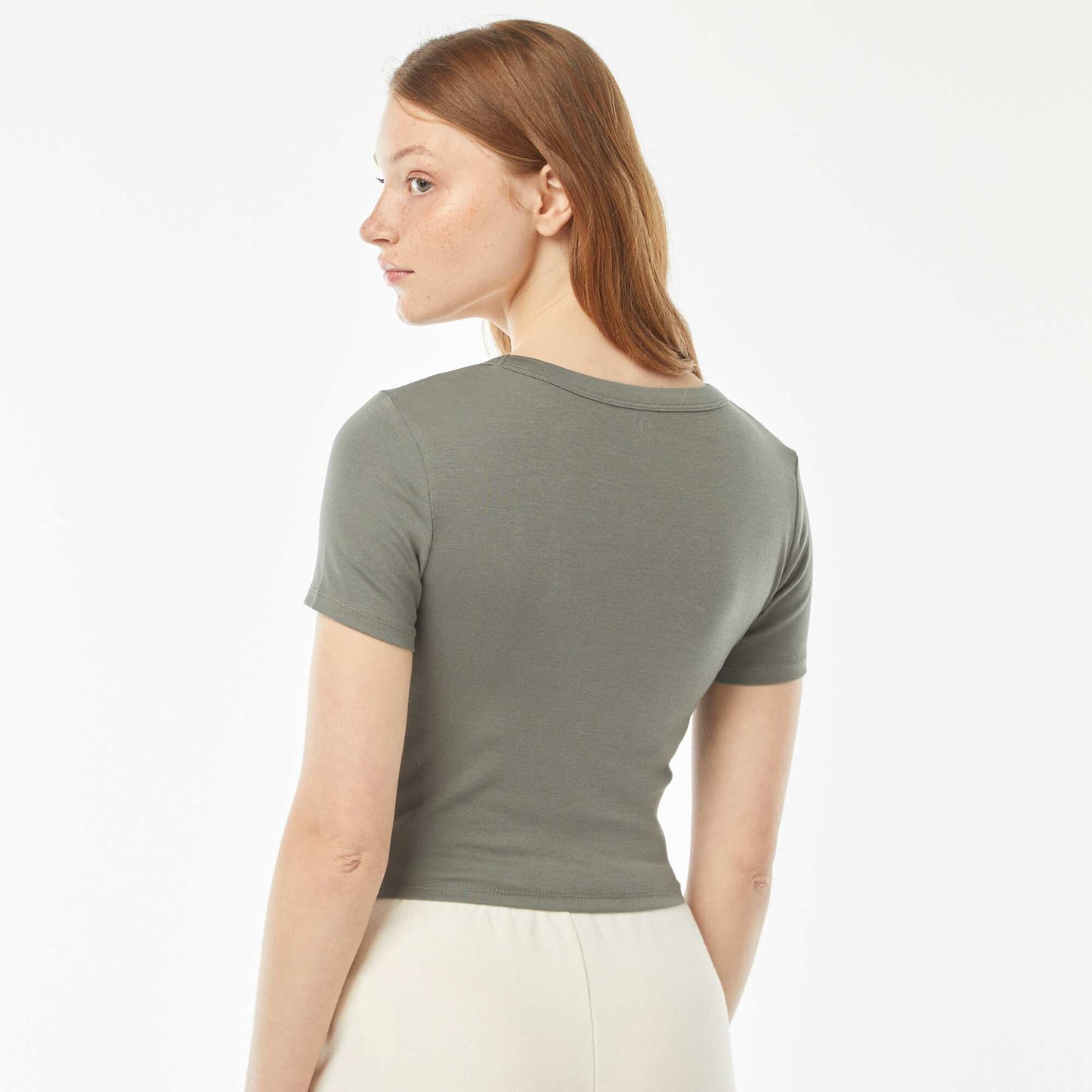 T-shirt cropped manches courtes VERT
